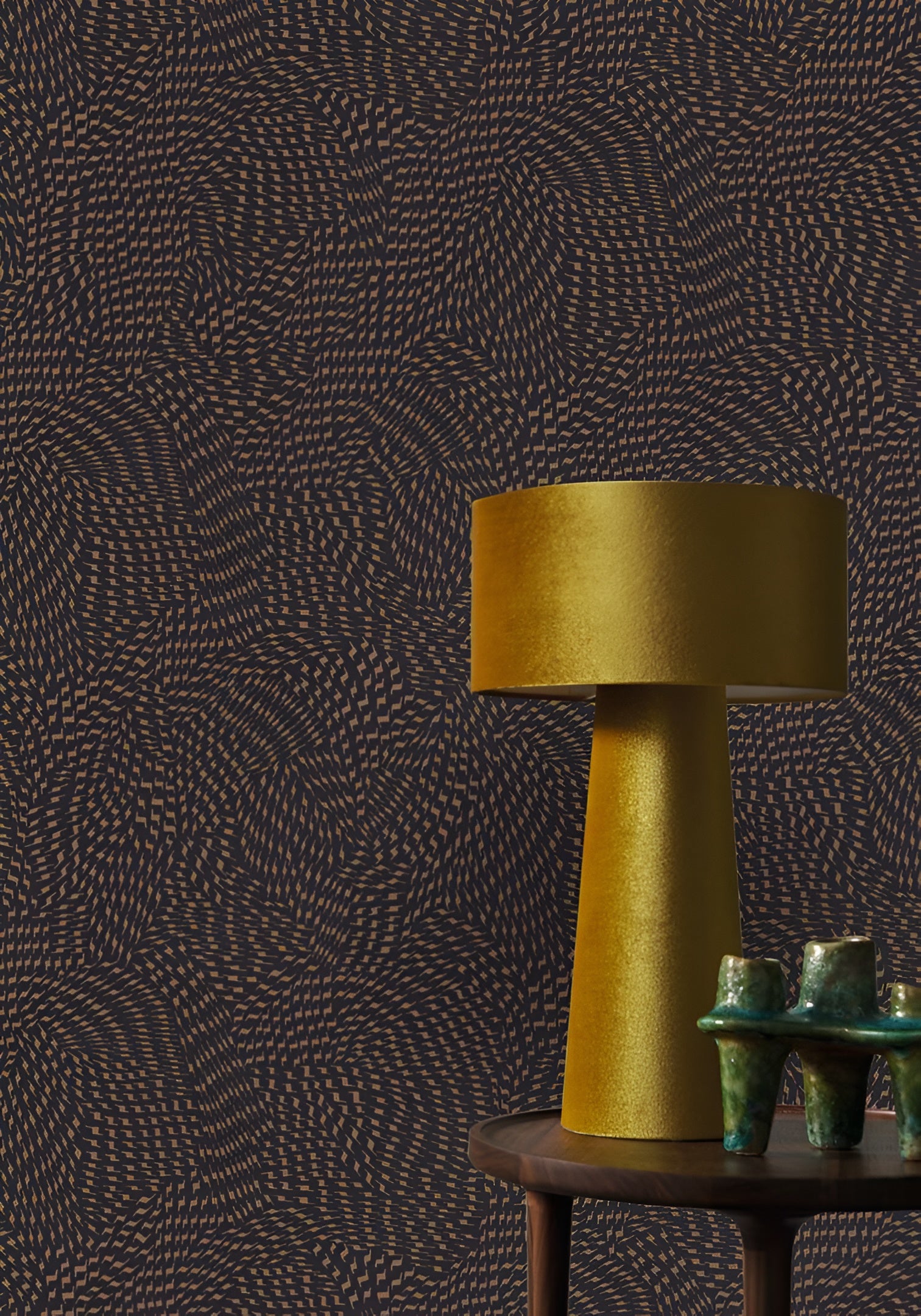 Wallpaper with Abstract Pattern PASSY - NOIR/CAMEL Black with Beige