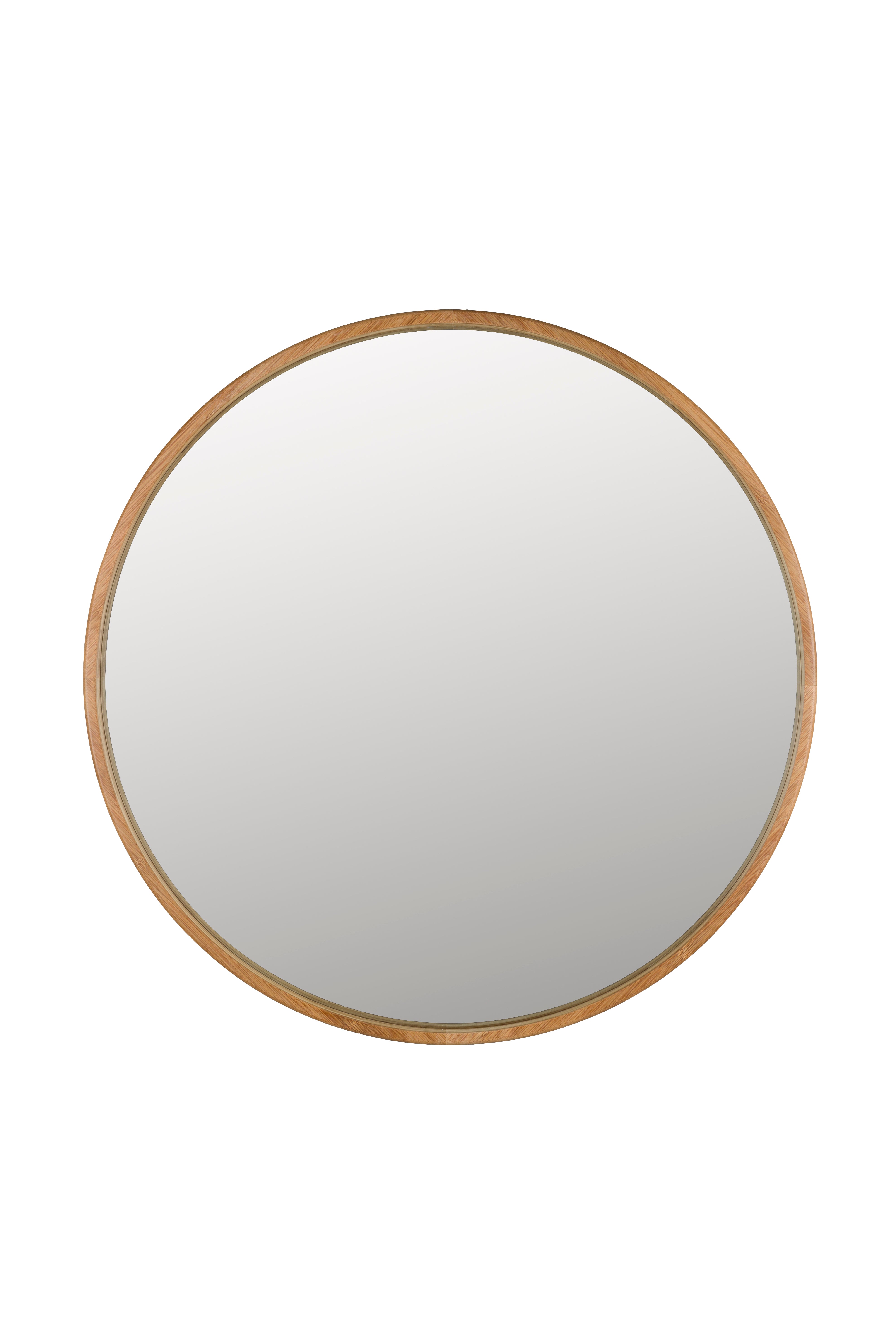 CAROUN Round Mirror Carbonized Bamboo
