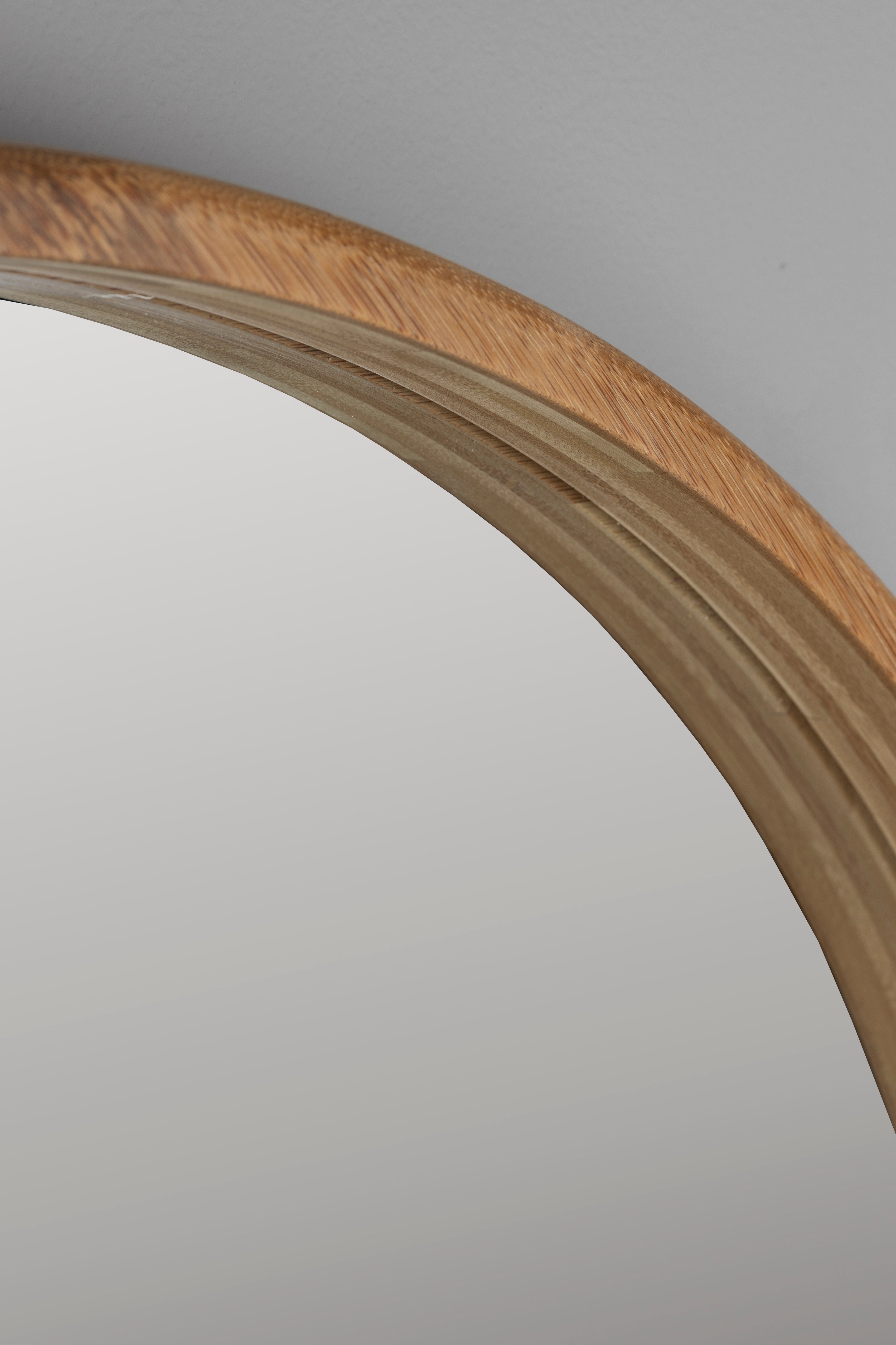 CAROUN Round Mirror Carbonized Bamboo