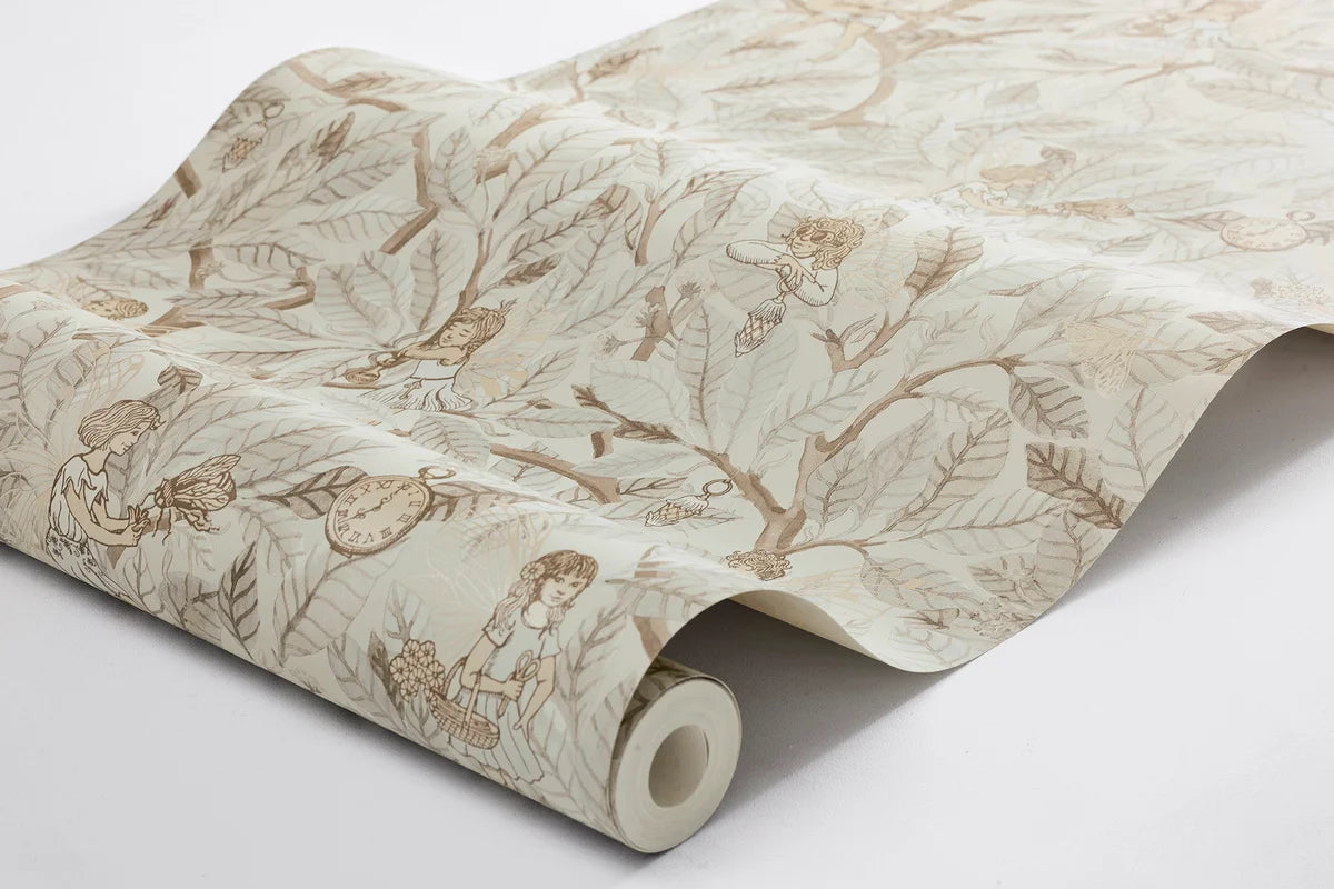 Detská tapeta s rozprávkovým motívom víl FAIRIES béžová