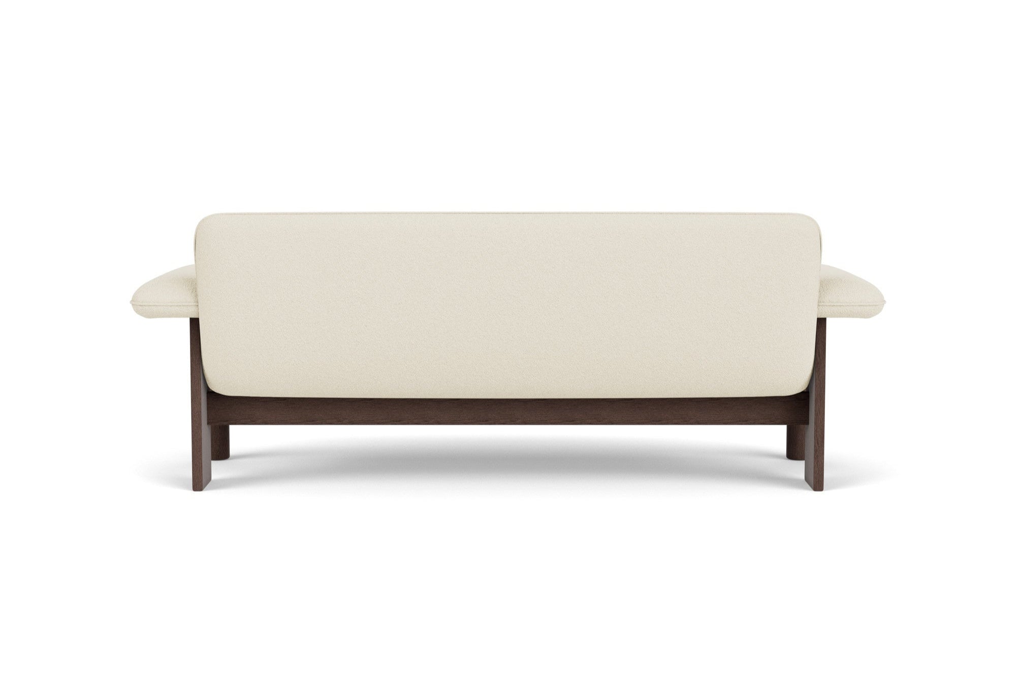 Pohovka BRASILIA krémová s tmavým dubovým podstavcom