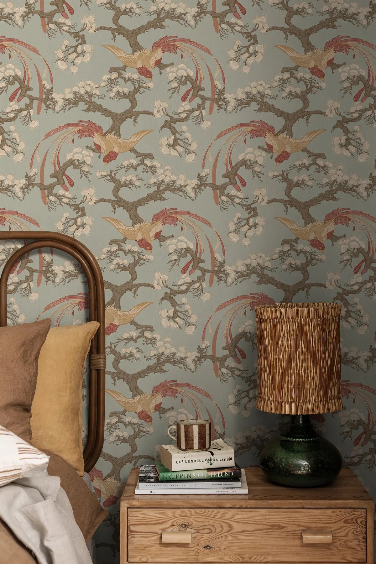 FENIX Blue Floral and Animal Pattern Wallpaper