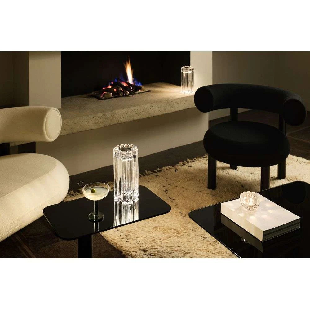 Press glass table lamp