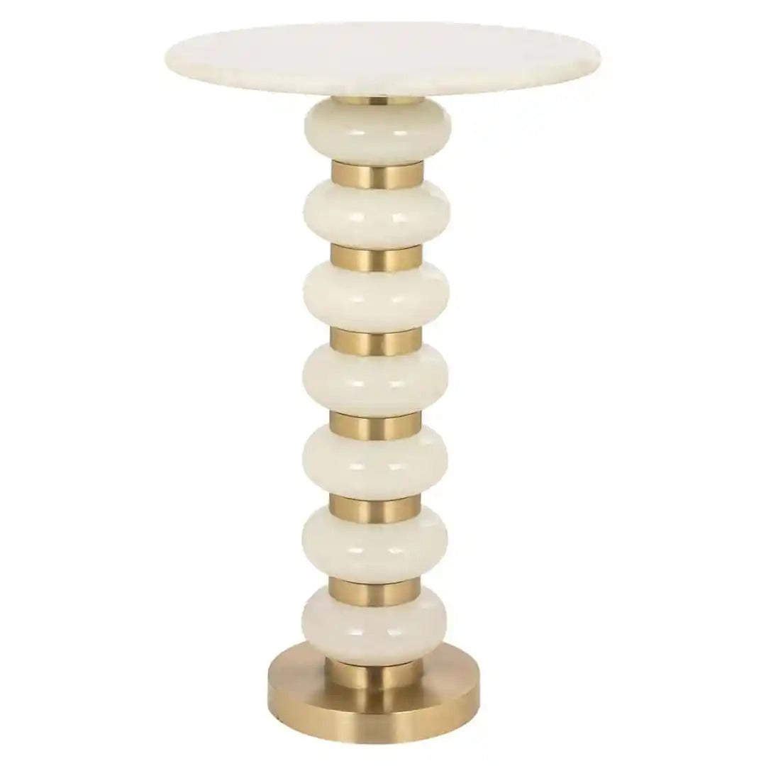 BARBARA white side table with gold