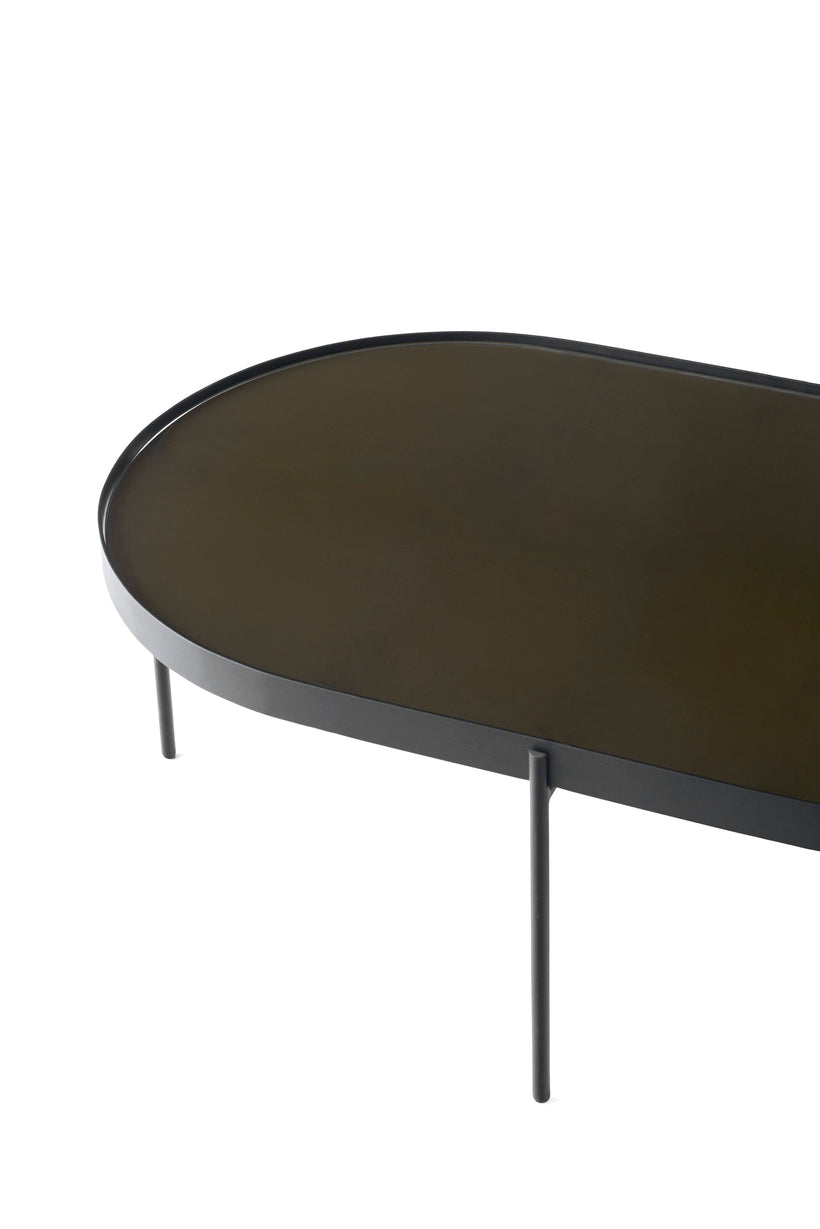 NONO coffee table brown glass with black base