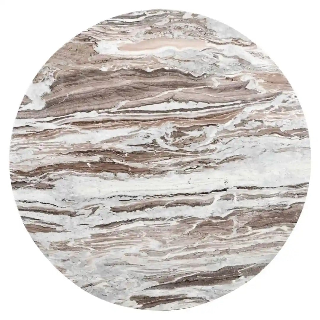 OBEROY Round Table Marble with Brown Mango Wood