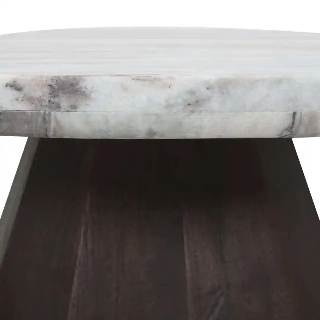 OBEROY coffee table marble with brown mango wood