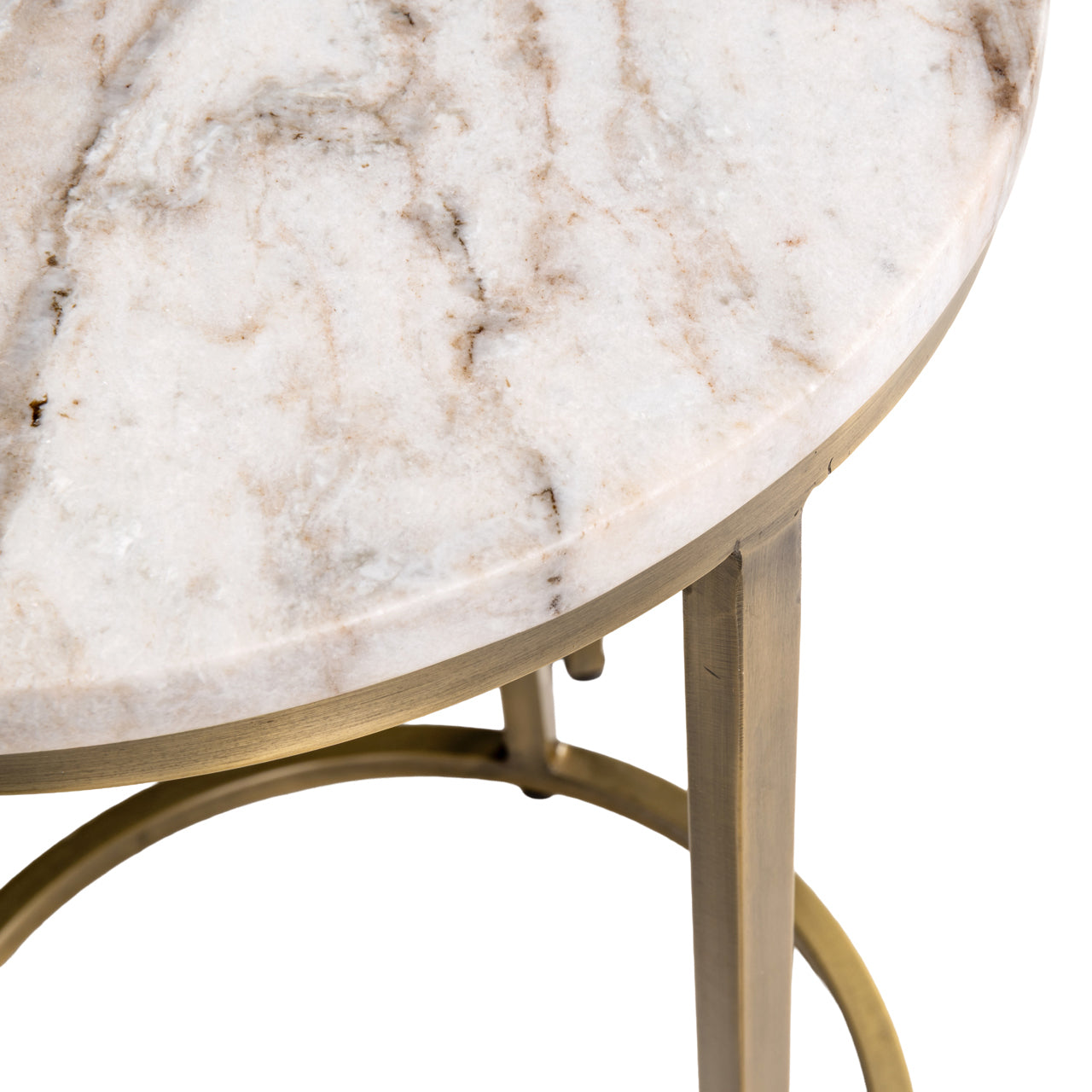 BOTTEGA Gold Side Table Set with Marble Top