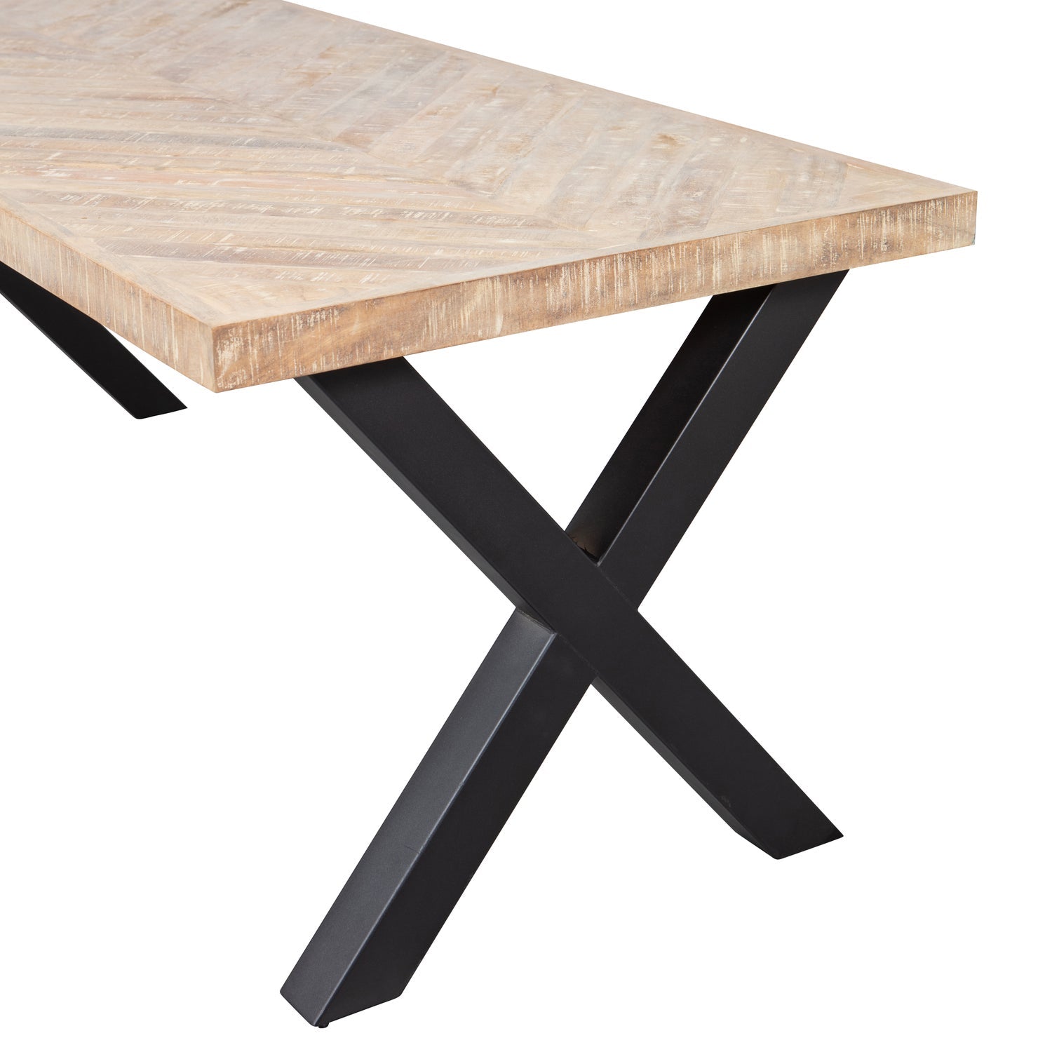 Herringbone Table TABLO mango wood with X-shaped base