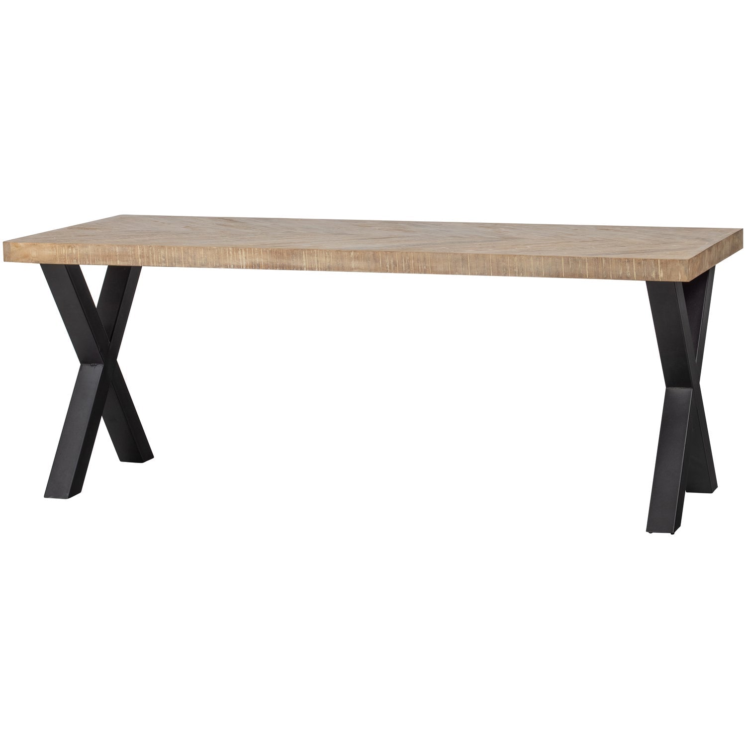 Herringbone Table TABLO mango wood with X-shaped base