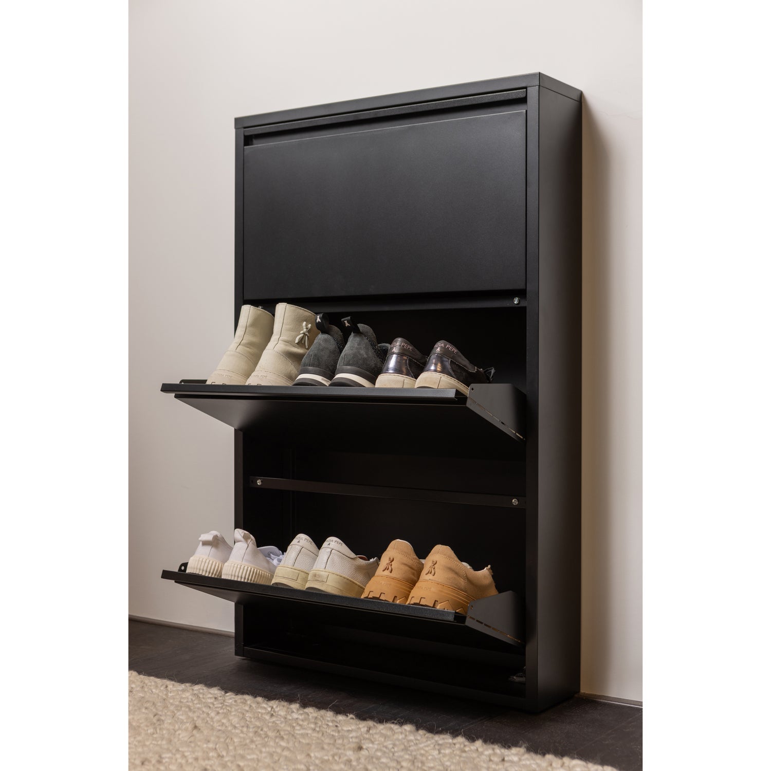 Sabine black shoe cabinet