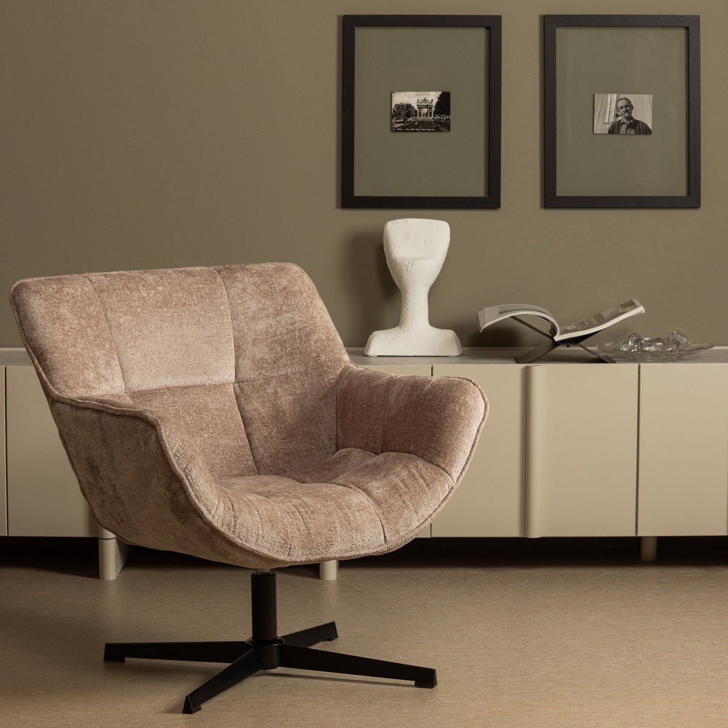 Wibo beige swivel armchair