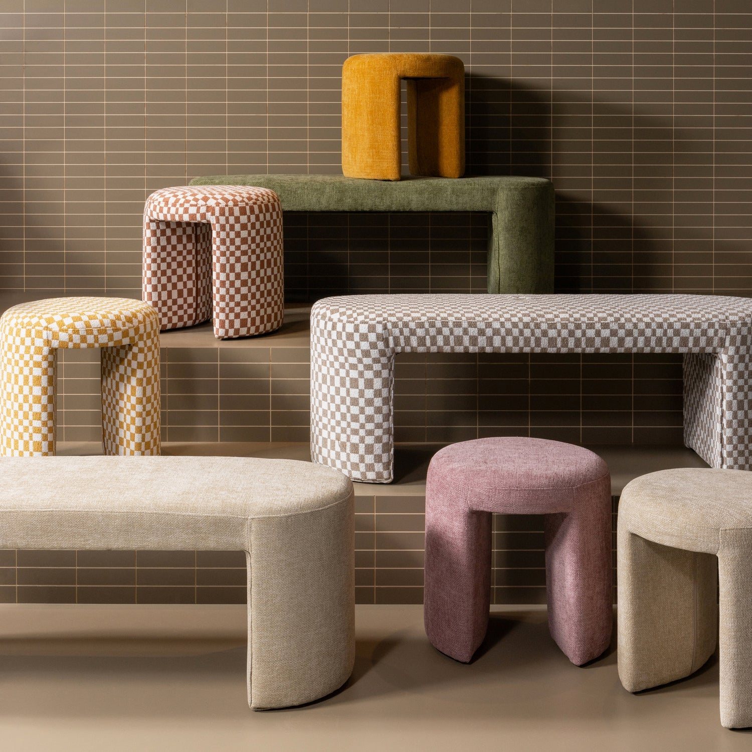 Charlie stool cream with yellow