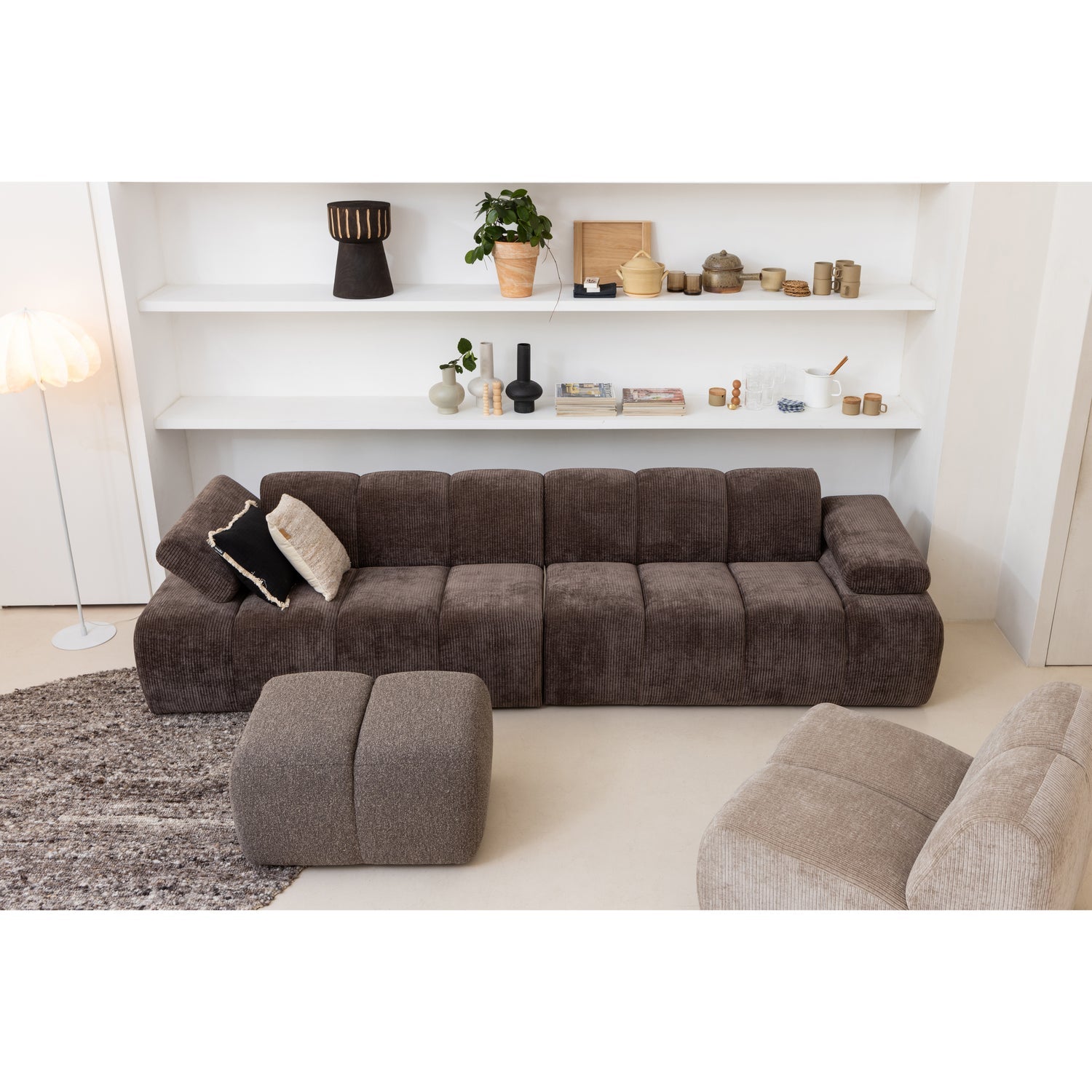 Sofa modułowa MOJO - element 1-osobowy ciemny piaskowy sztruks