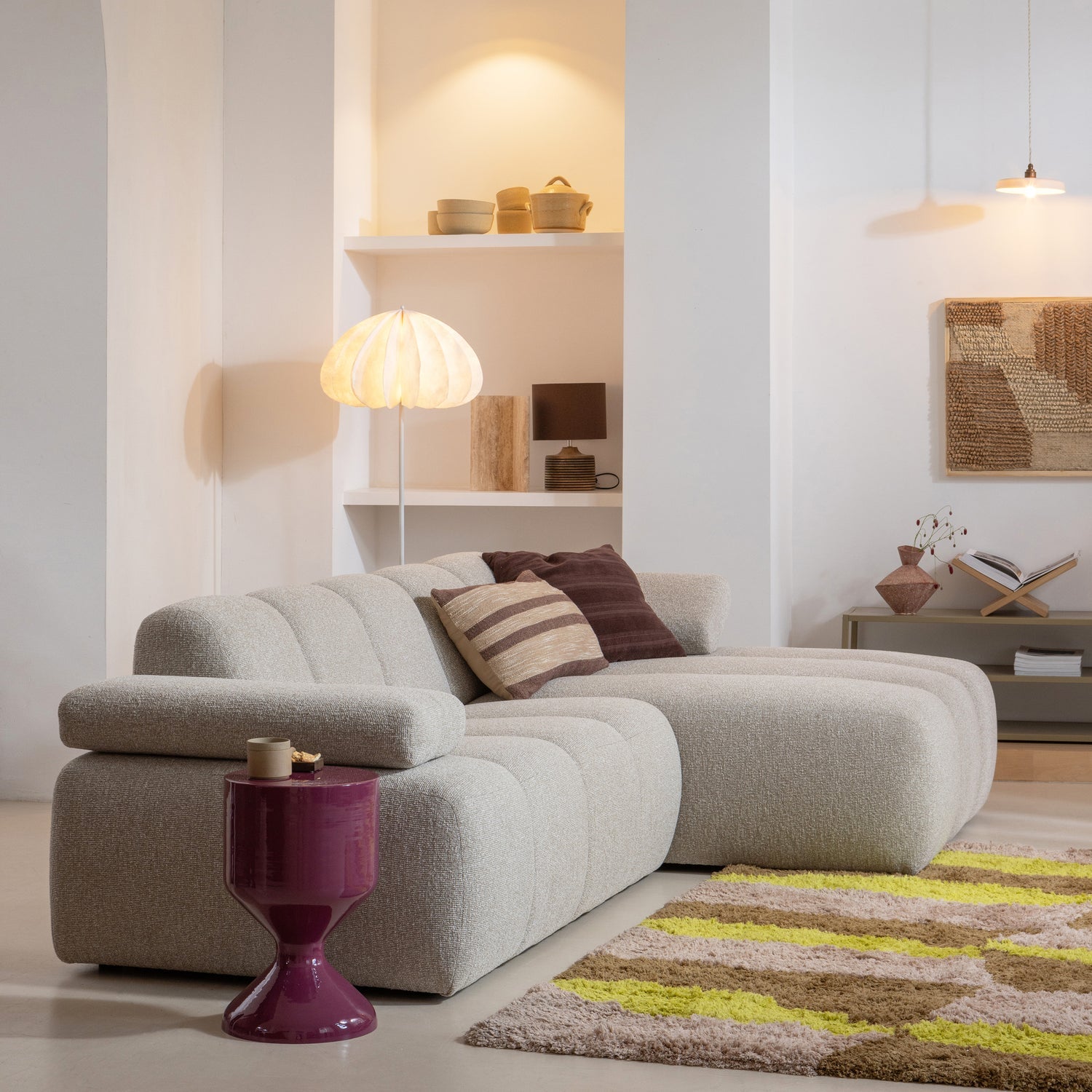 MOJO modular sofa - 1.5-seater left-sided beige mélange bouclé element