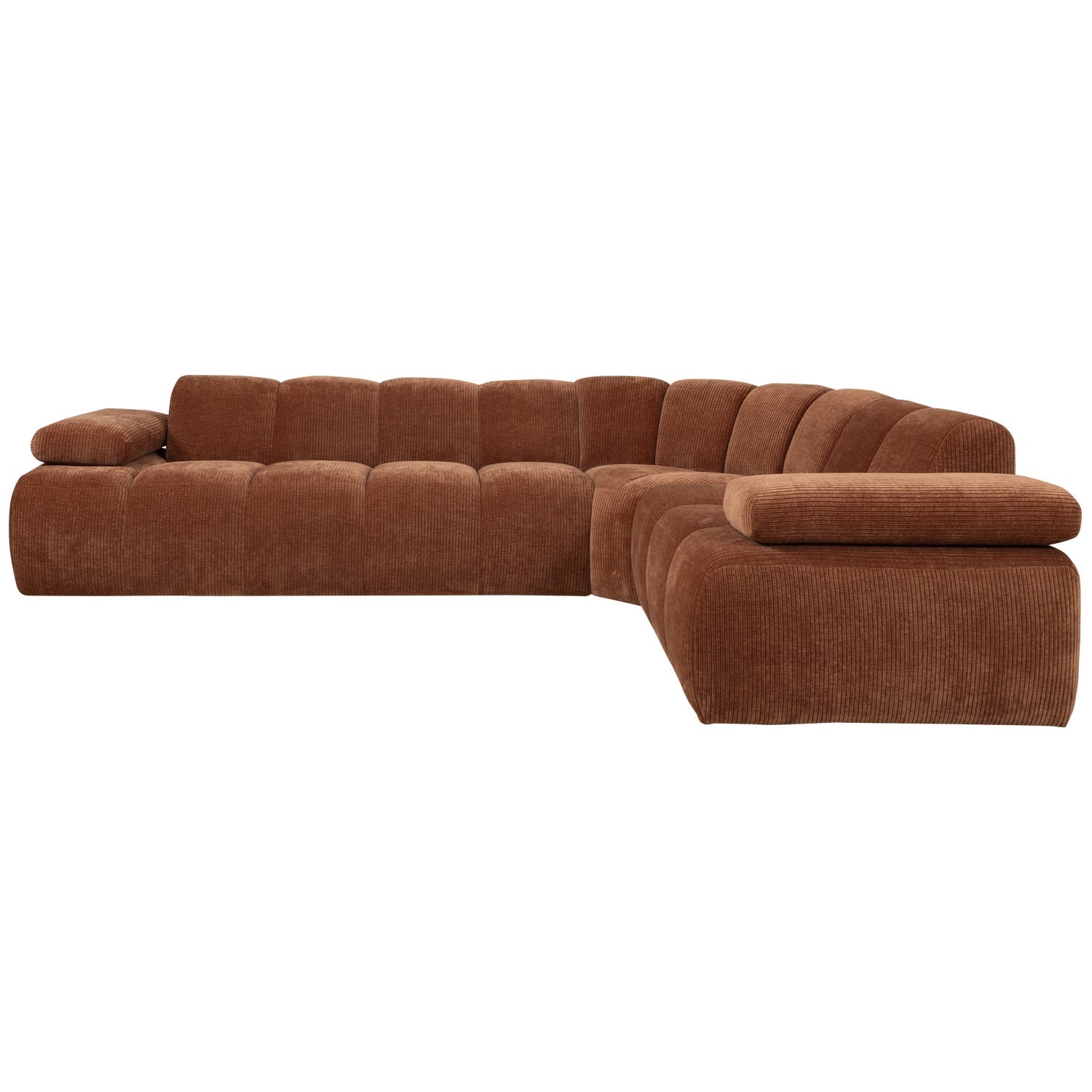 Right-facing modular corner sofa for 6 people MOJO in brown corduroy