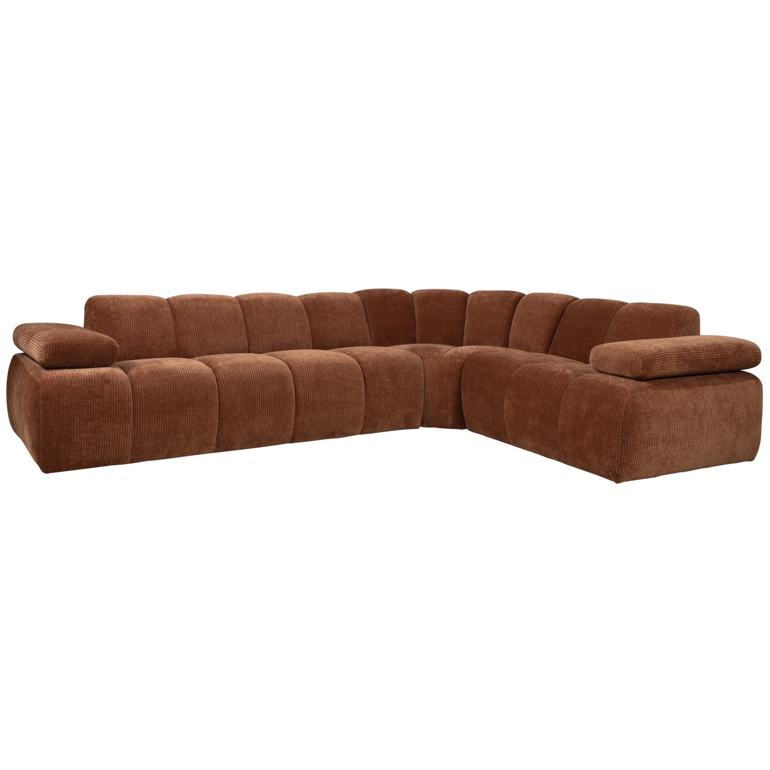 Right-facing modular corner sofa for 6 people MOJO in brown corduroy