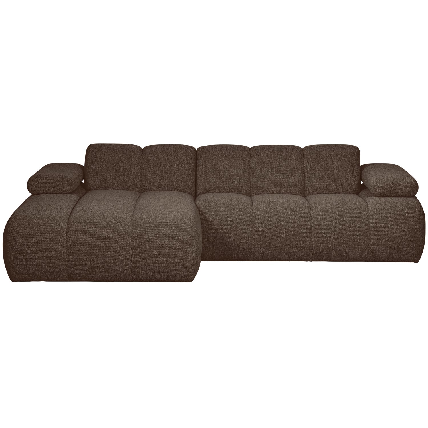 Left-facing modular corner sofa MOJO in dark brown bouclé