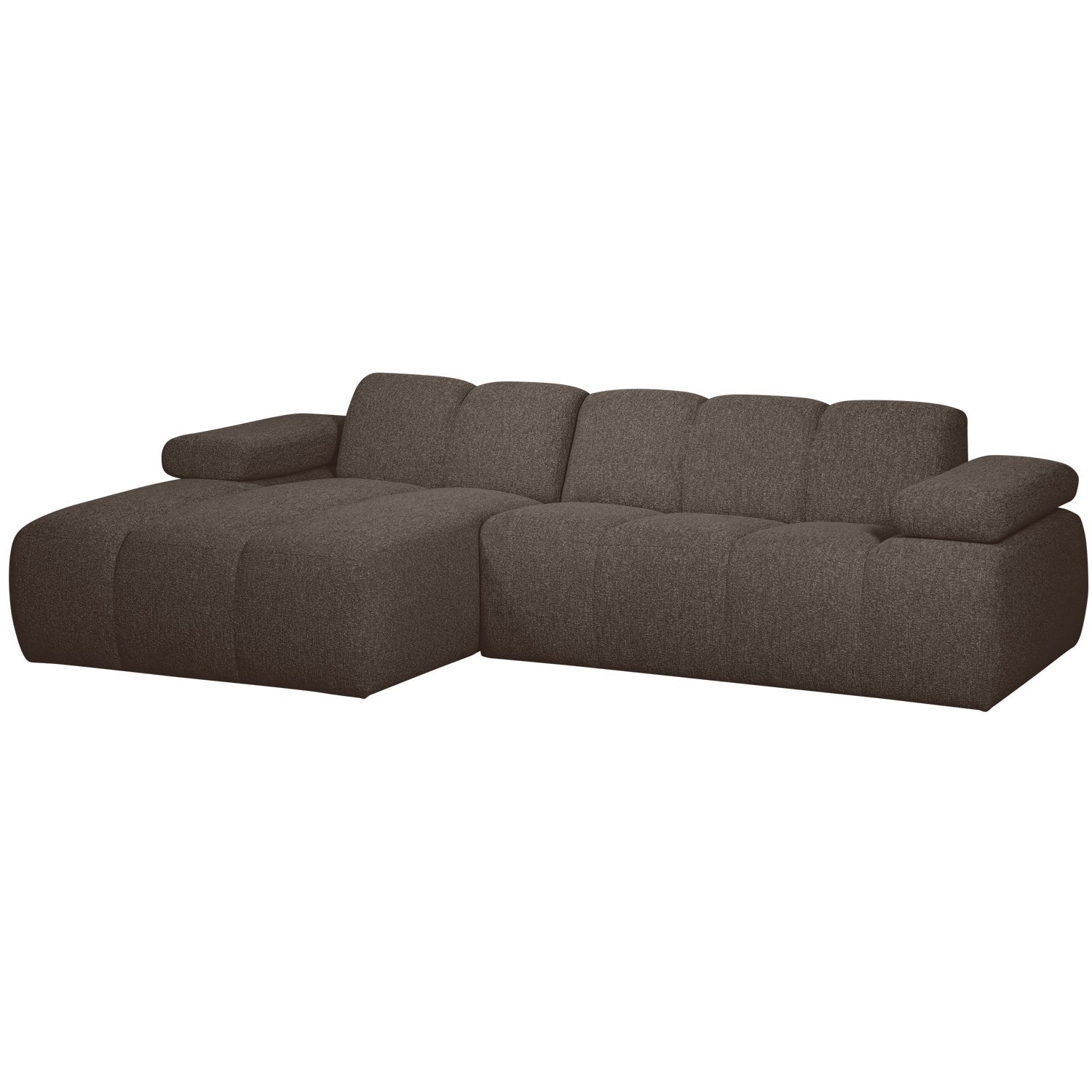 Left-facing modular corner sofa MOJO in dark brown bouclé