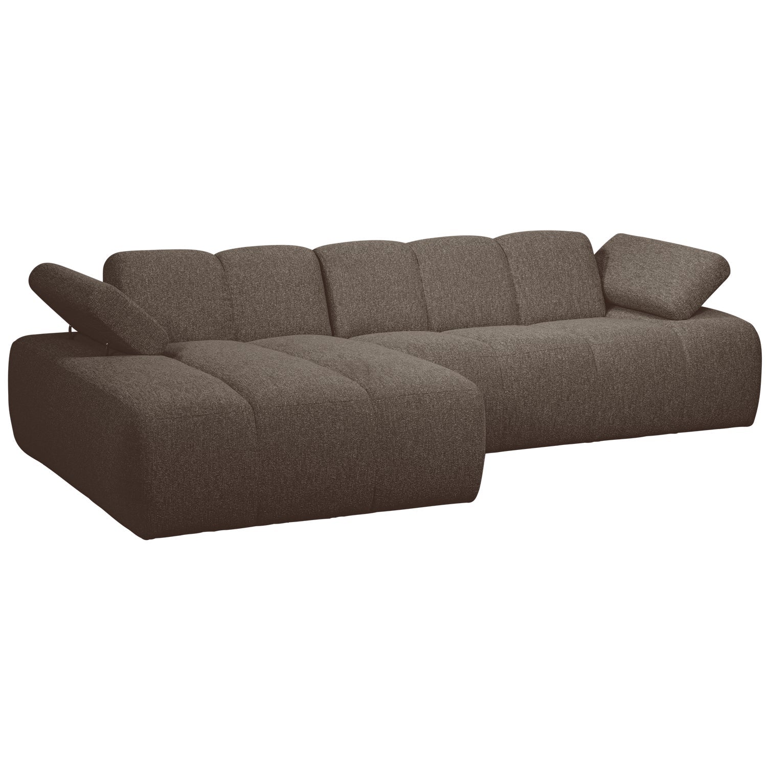 Left-facing modular corner sofa MOJO in dark brown bouclé
