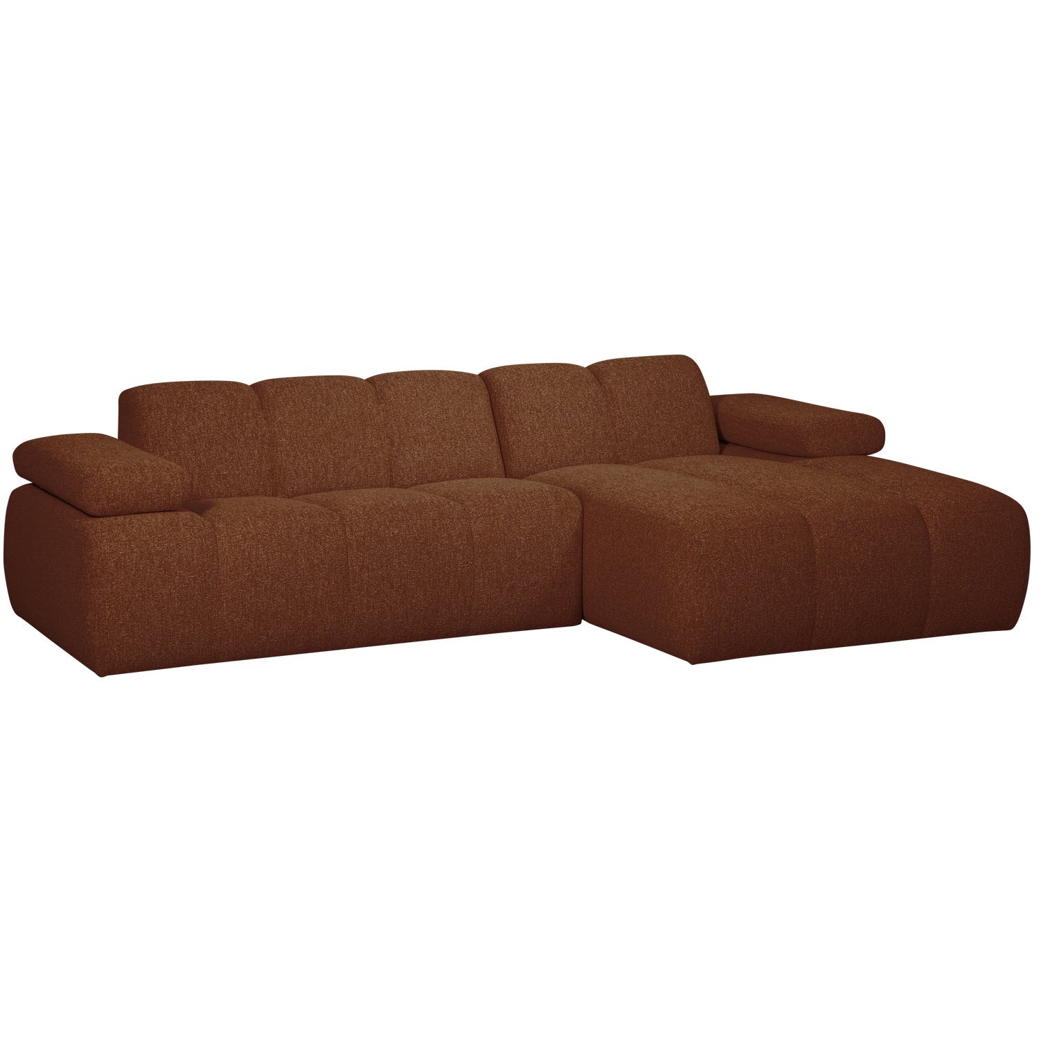 Right-facing modular corner sofa MOJO in brown bouclé