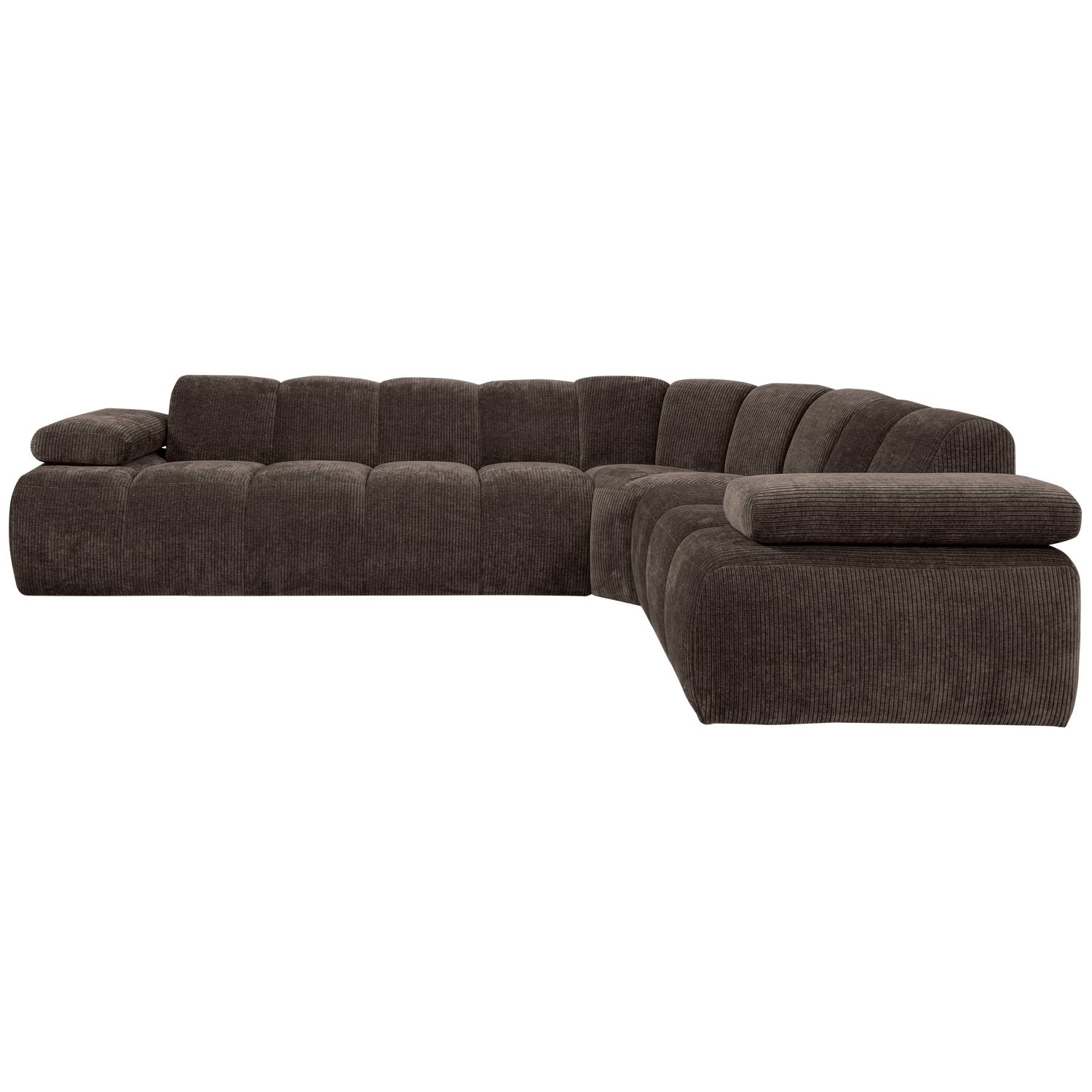 Right-facing modular corner sofa for 6 people MOJO in dark brown corduroy