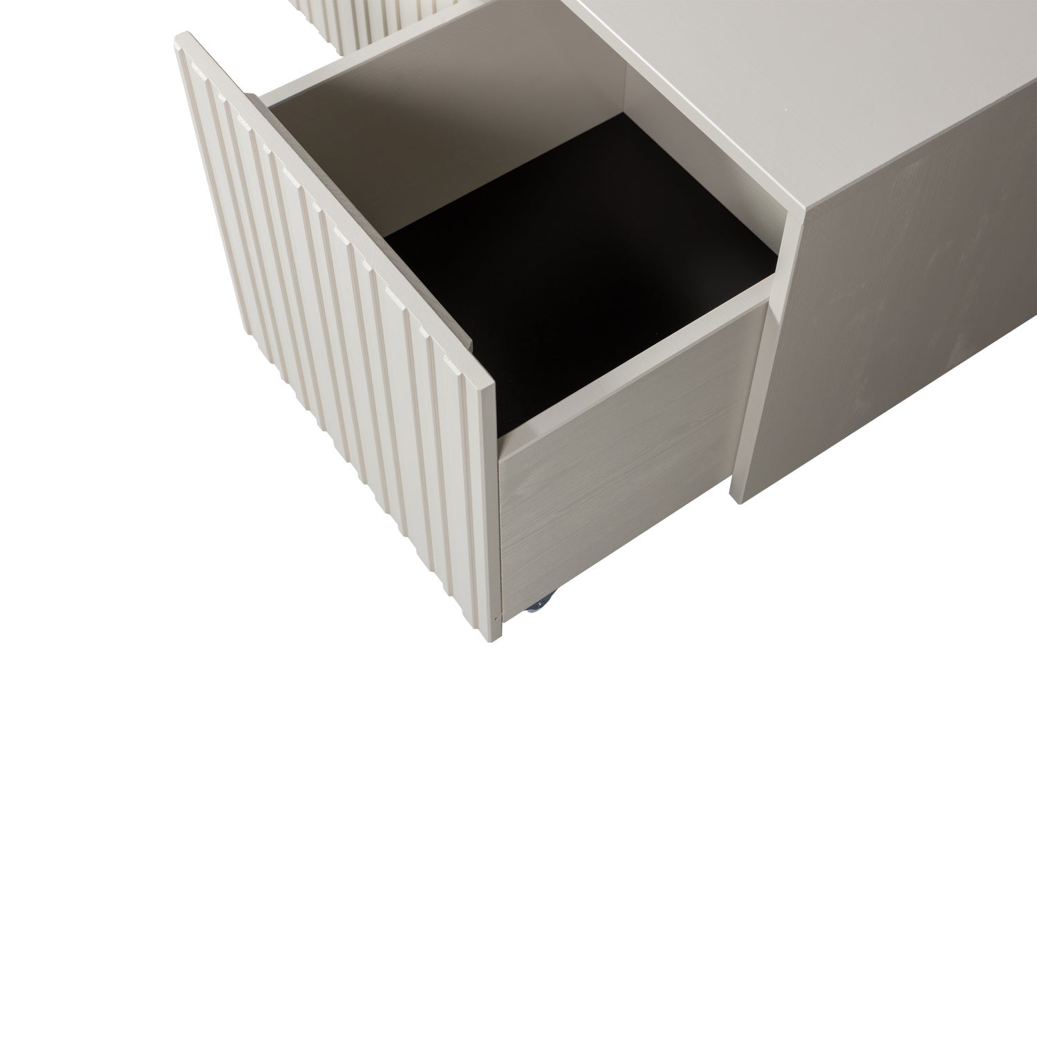 Bench with gravure drawers gray pine wood