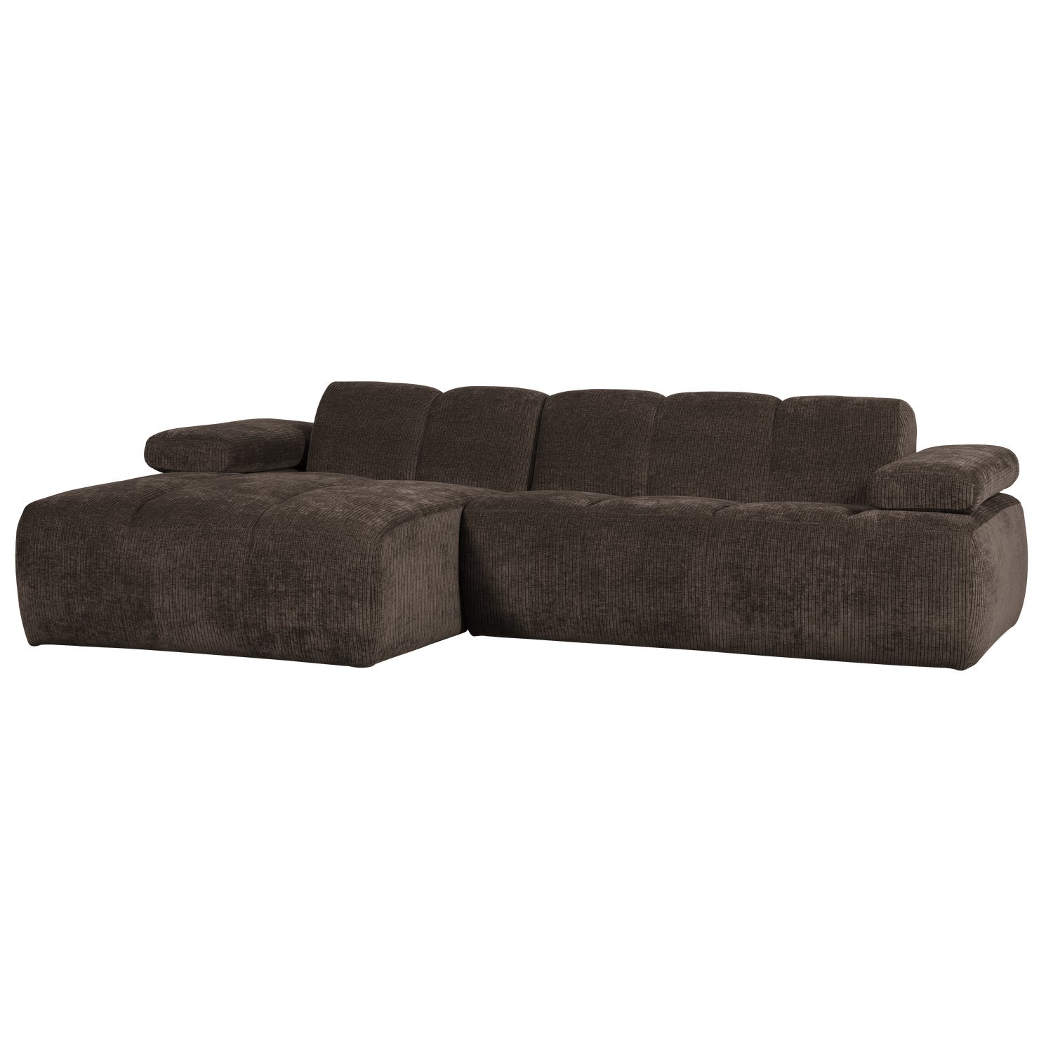 Left-facing modular corner sofa MOJO in dark brown corduroy