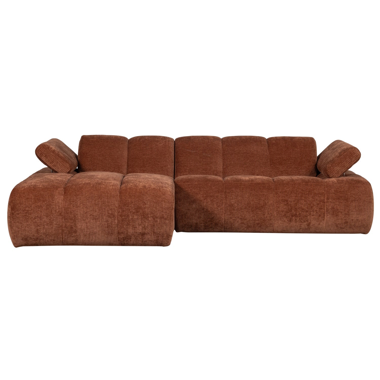 Left-facing modular corner sofa MOJO in brown corduroy