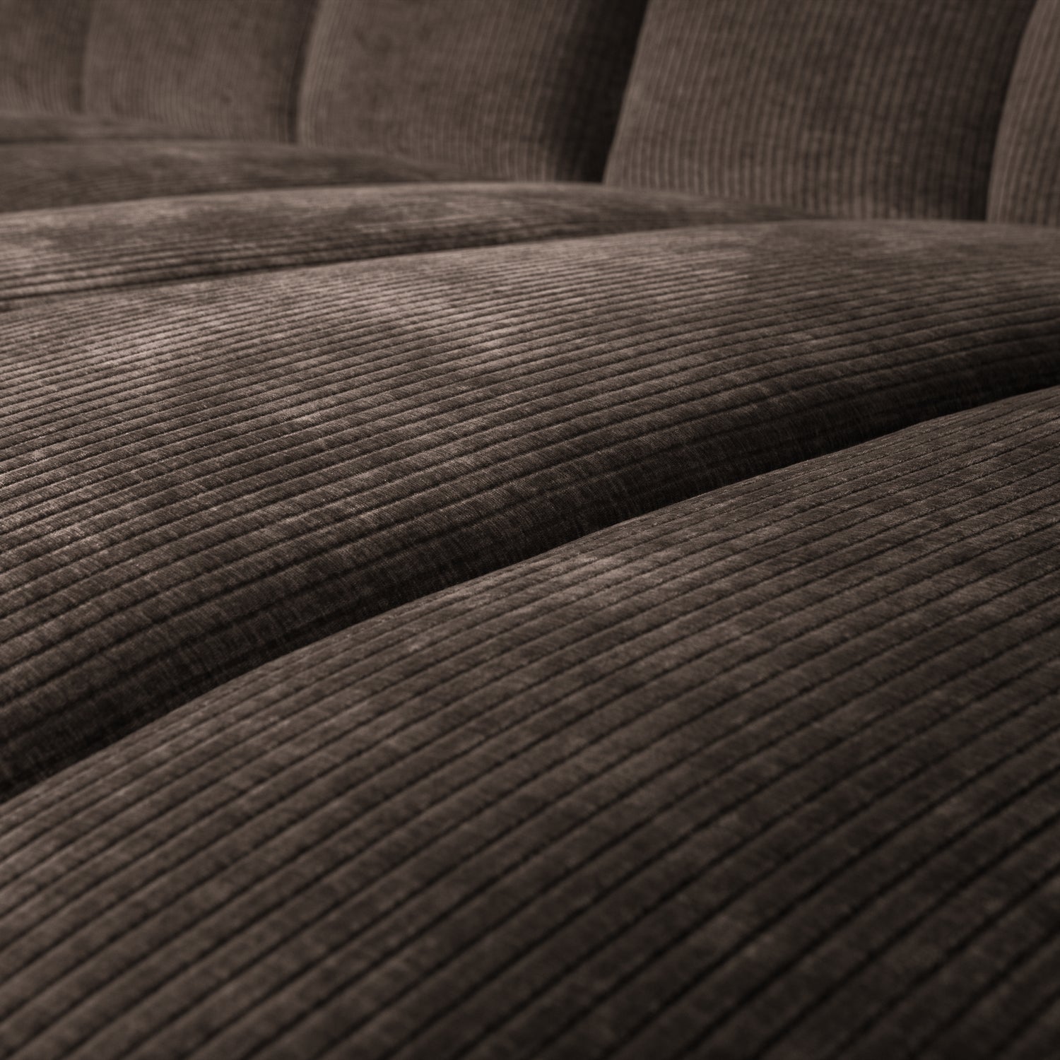 Right-facing modular corner sofa MOJO in dark brown corduroy