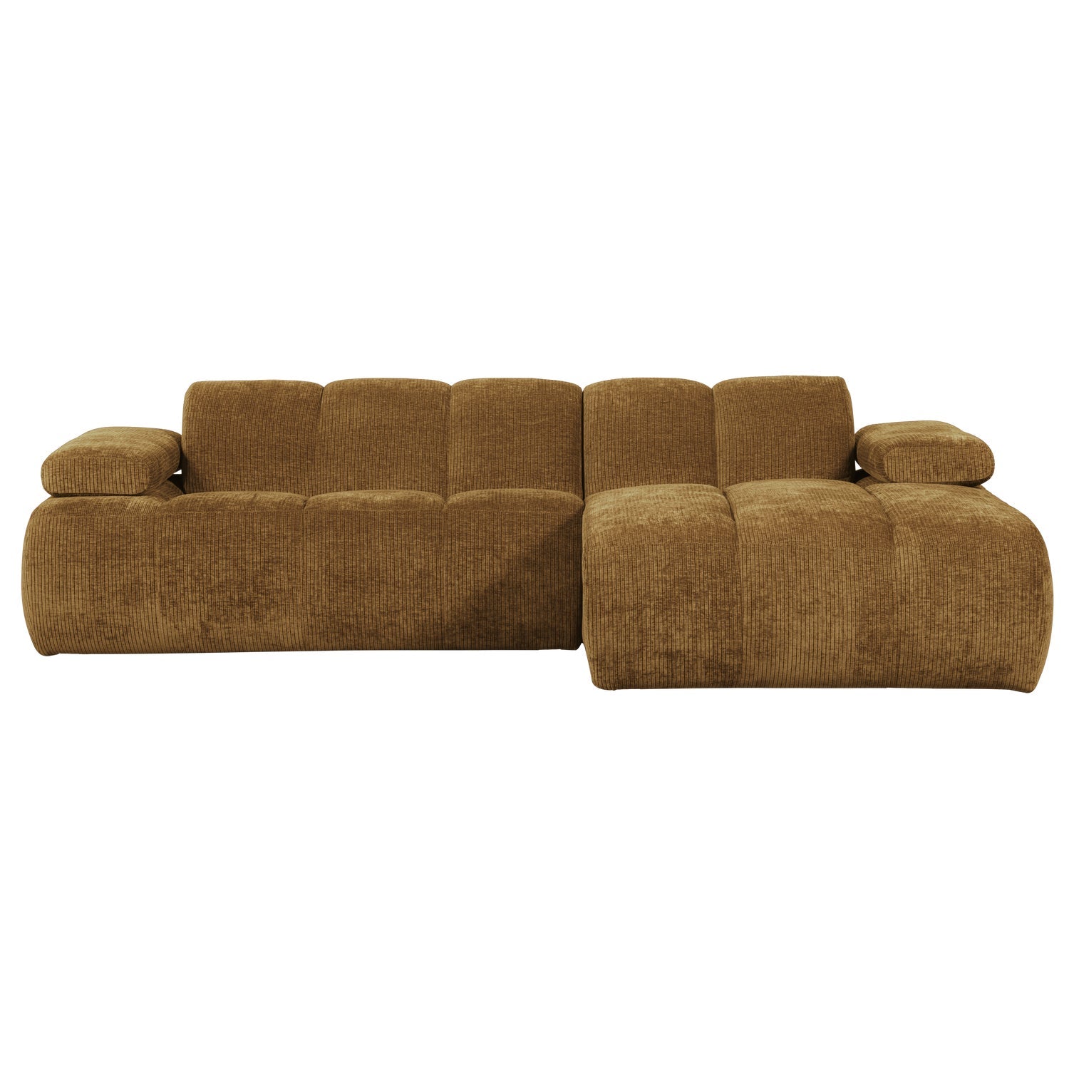 Right-facing modular corner sofa MOJO in dark honey corduroy