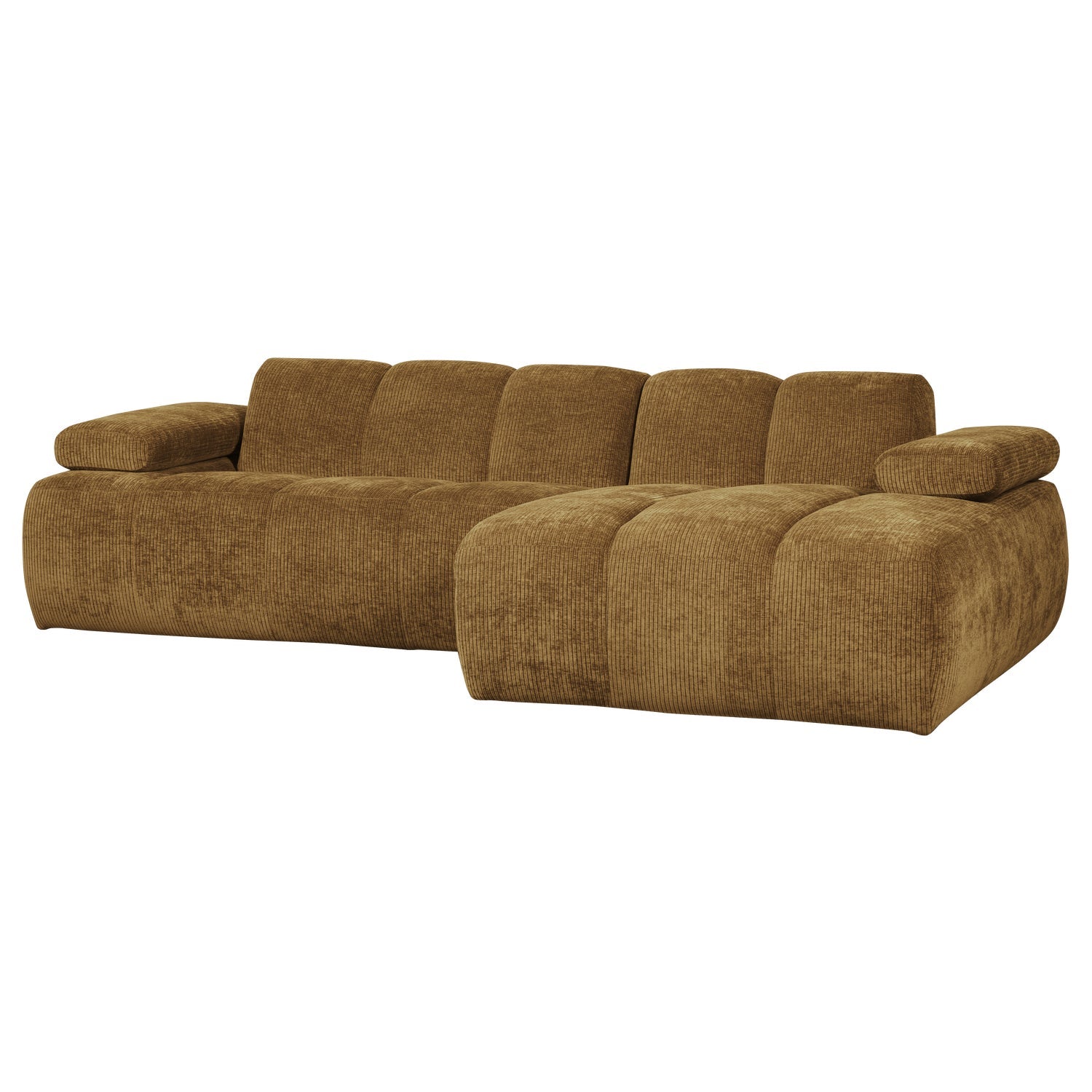 Right-facing modular corner sofa MOJO in dark honey corduroy