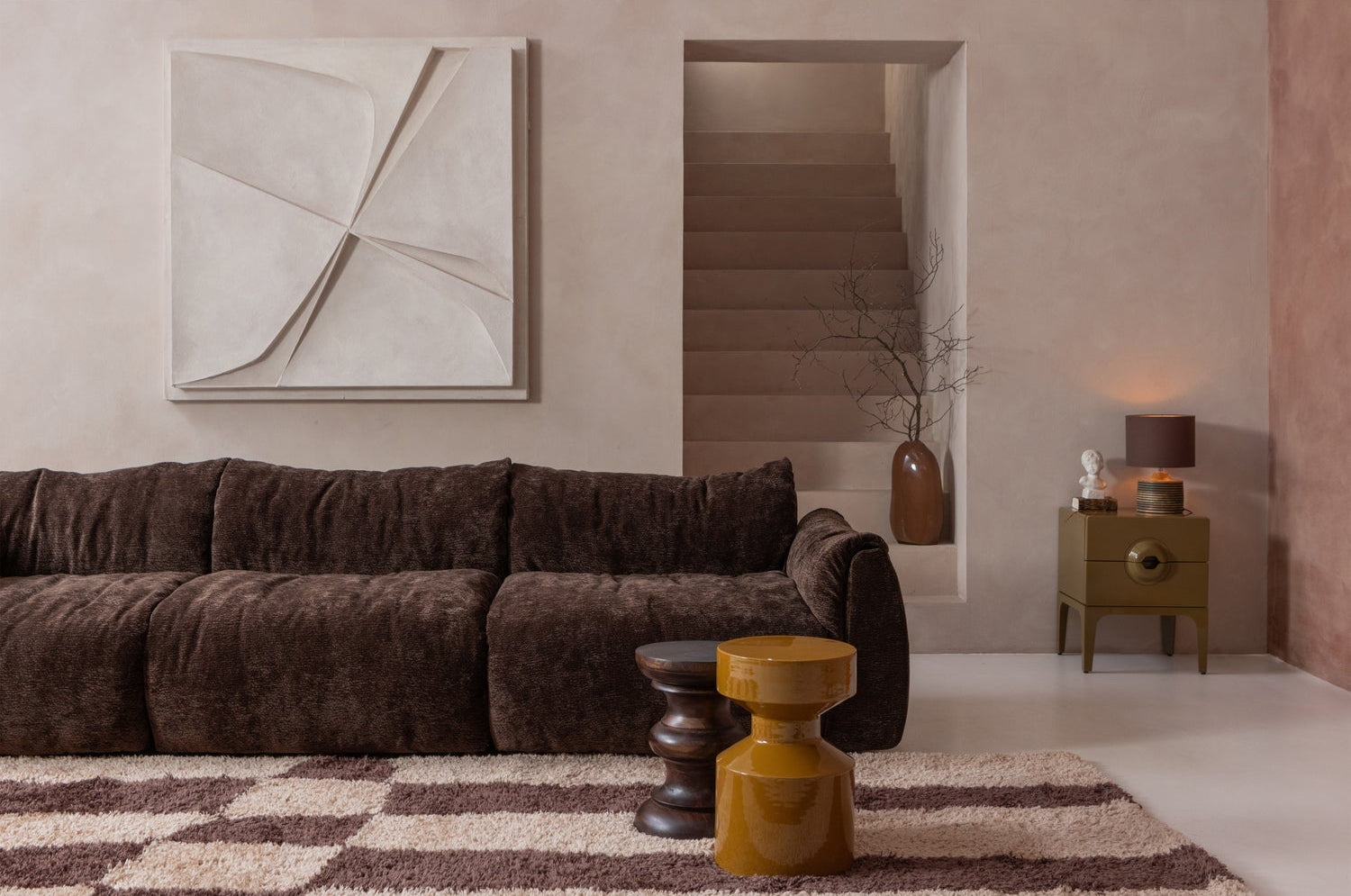 Modulárna pohovka BAGGY - prvok tmavohnedého šenilu