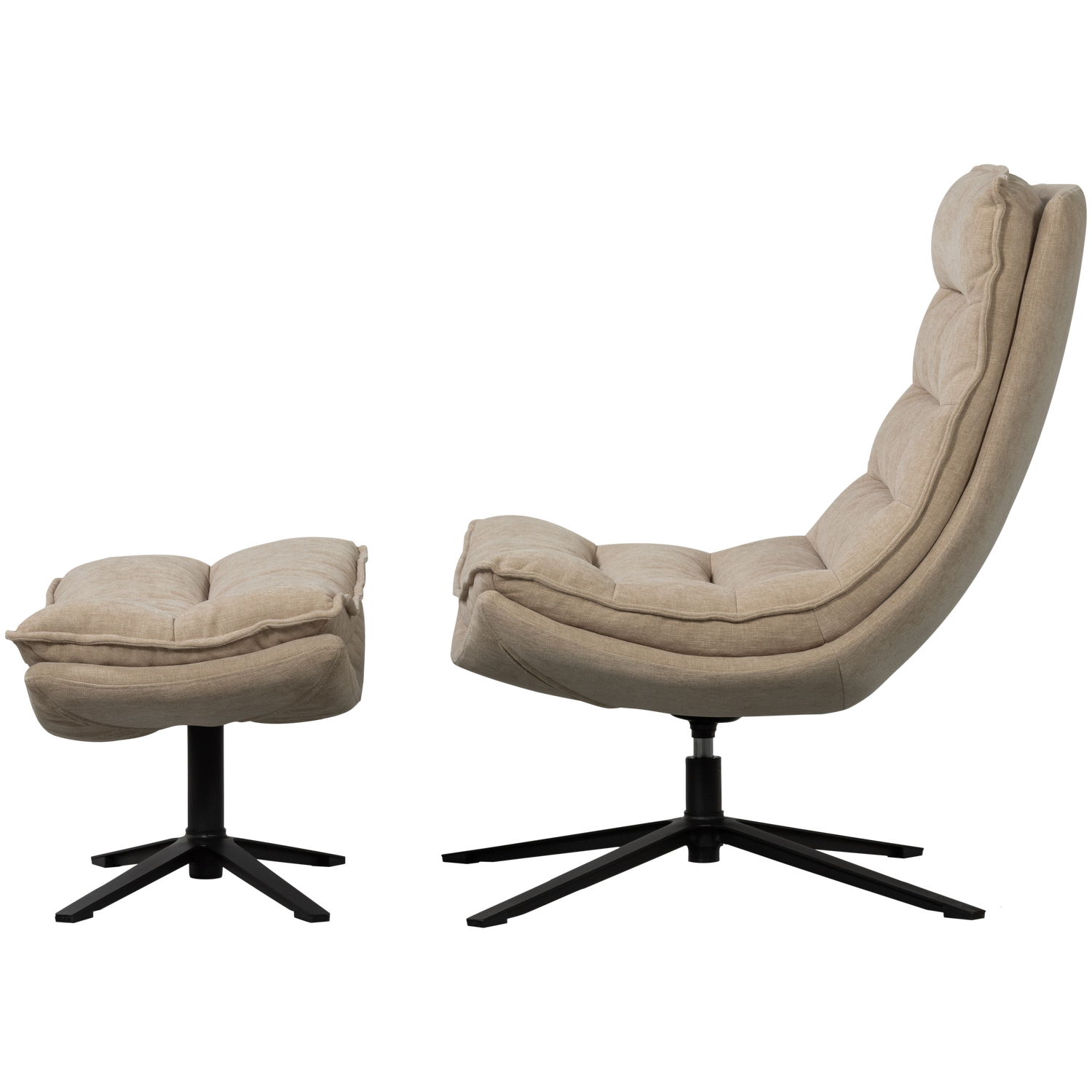 KUBE Beige Swivel Armchair with Footrest
