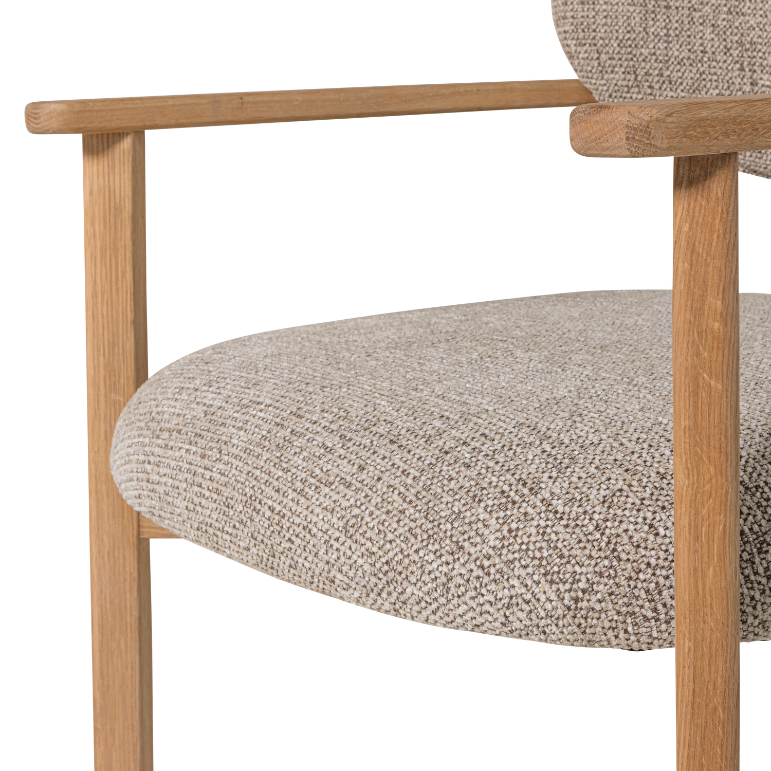 UDAR Armchair in Gray Beige with Wooden Base