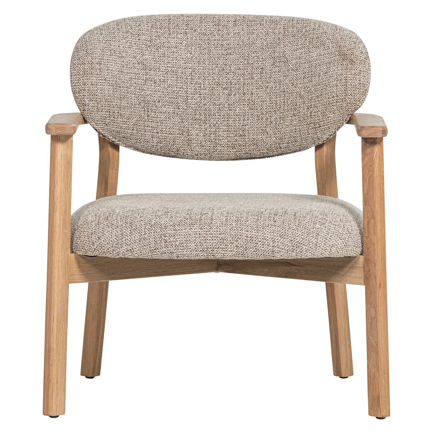 UDAR Armchair in Gray Beige with Wooden Base