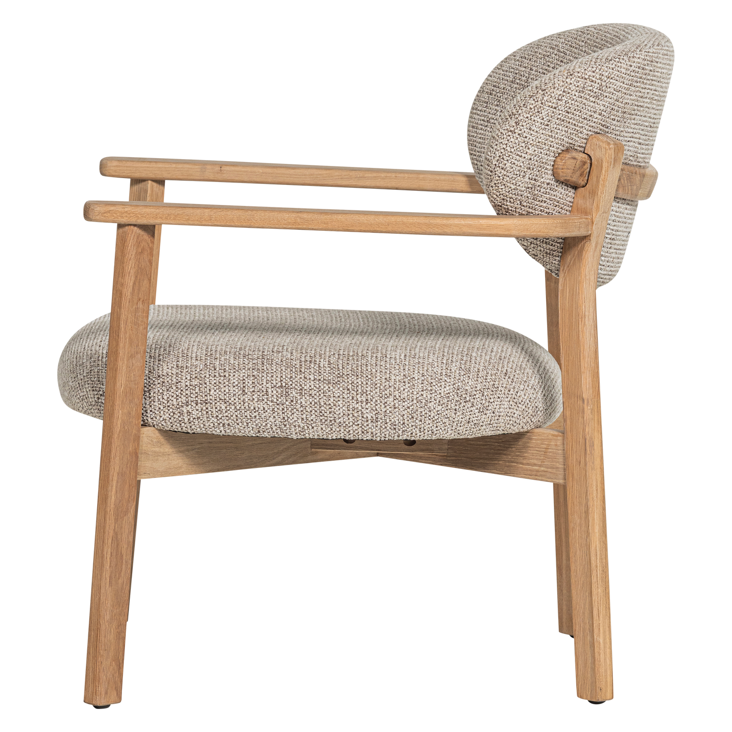 UDAR Armchair in Gray Beige with Wooden Base