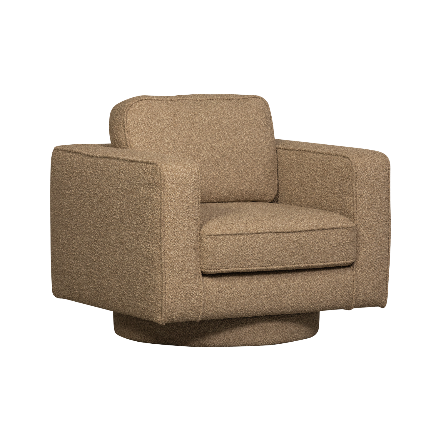 Otočný fotel LAZY hnedý bouclé