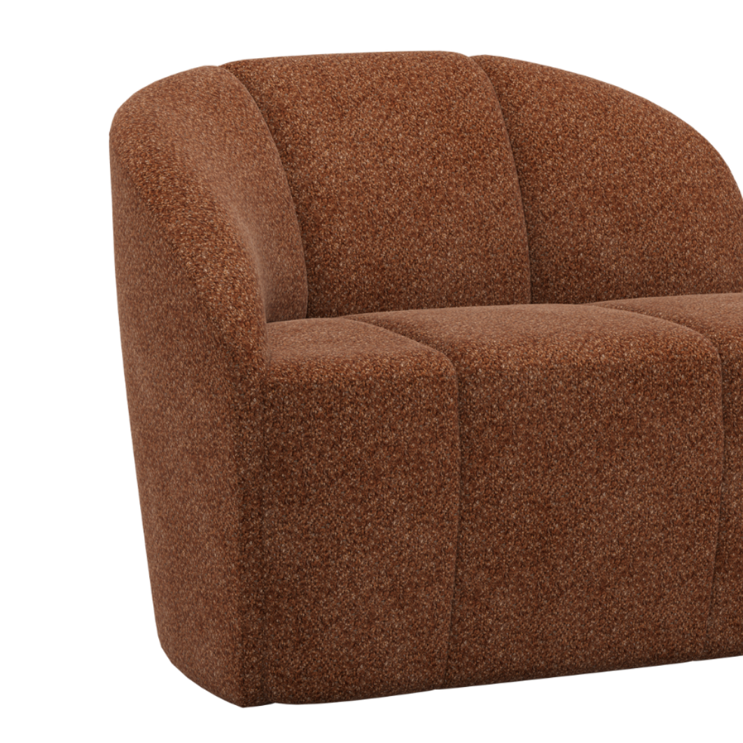 Left-facing 2-seater Sofa MOJO rust brown boucle