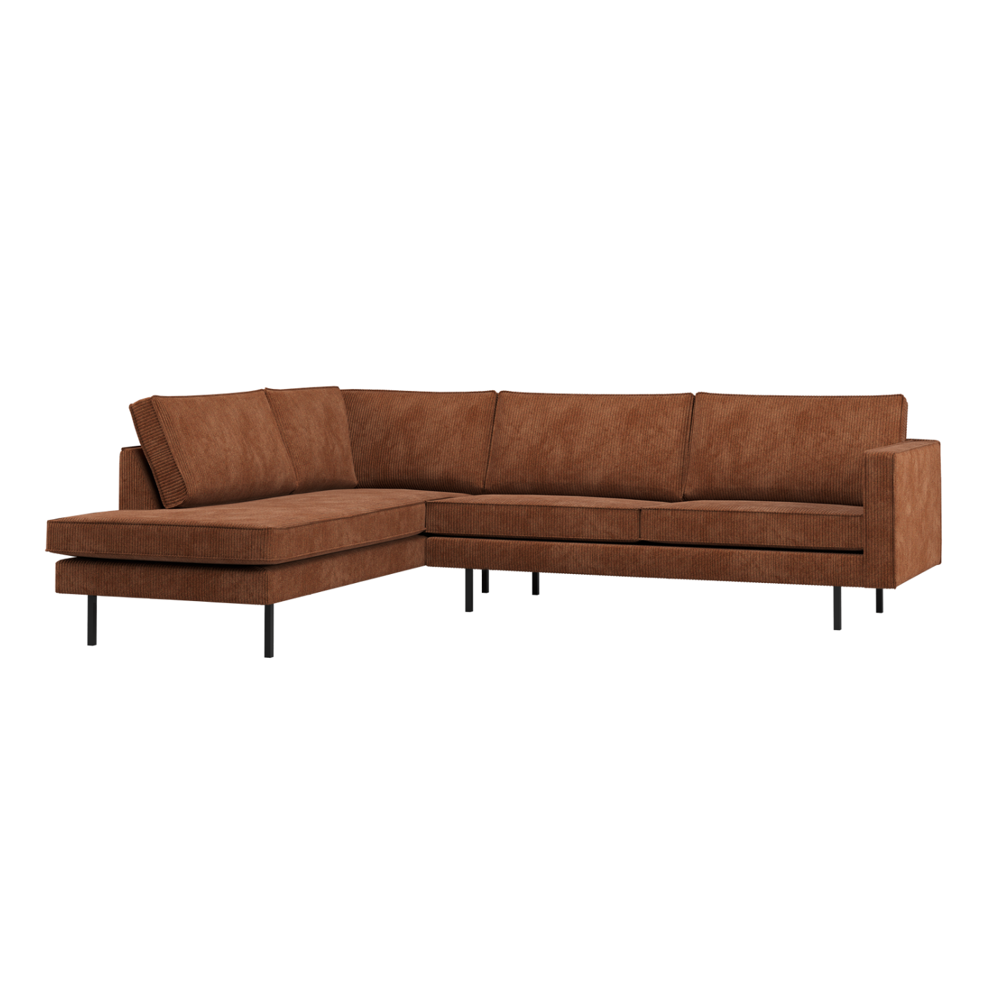 Left-facing corner sofa RODEO rusty brown corduroy