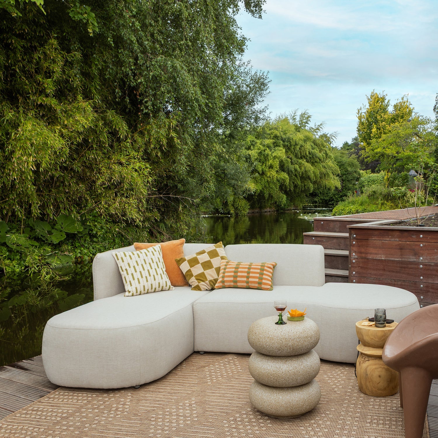 Záhradný rohový gauč ľavý CHIOS béžový