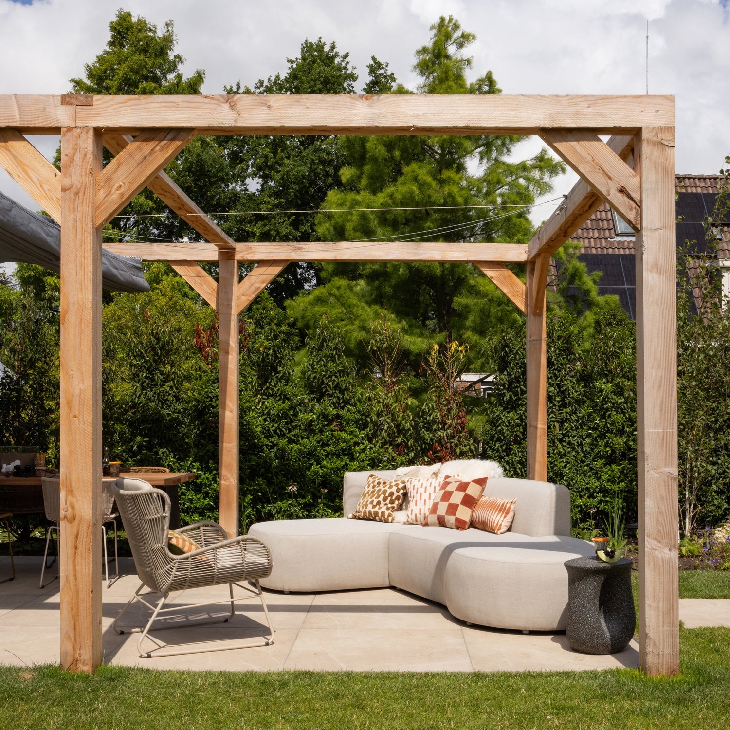 Záhradný rohový gauč ľavý CHIOS béžový