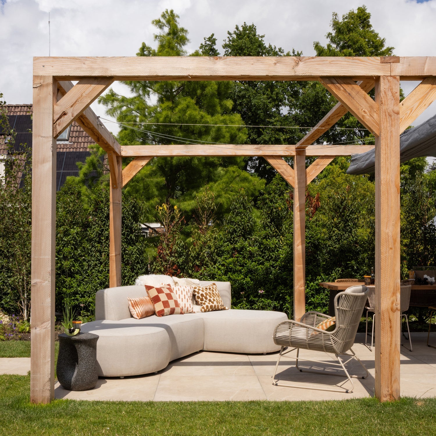 Záhradný rohový gauč pravostranný CHIOS béžový