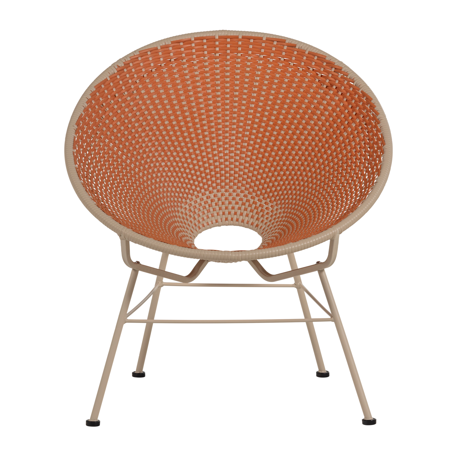 KAZOUN Orange Garden Armchair with Beige Base