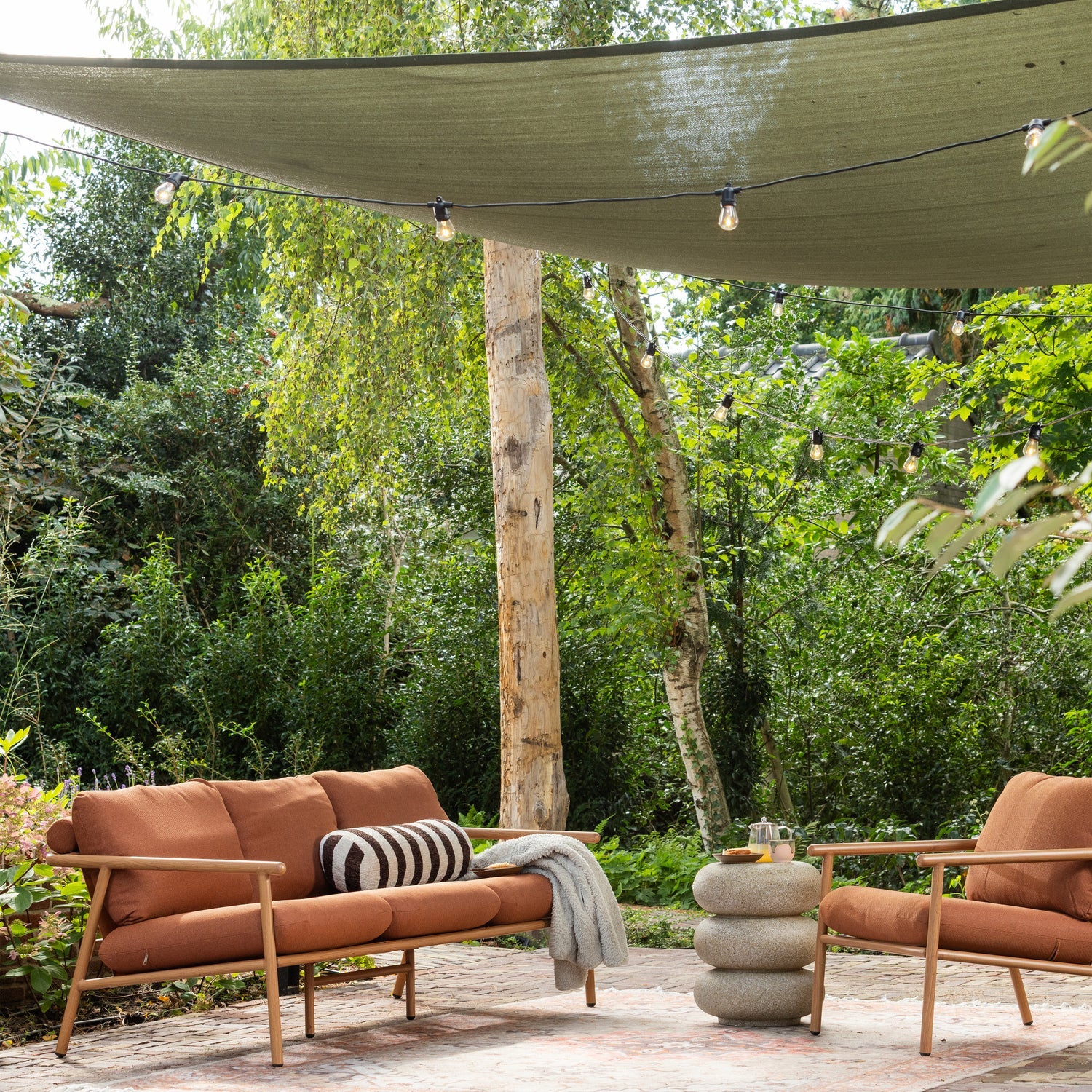 Symetrický záhradný rohový nábytok CAVERO tehlový