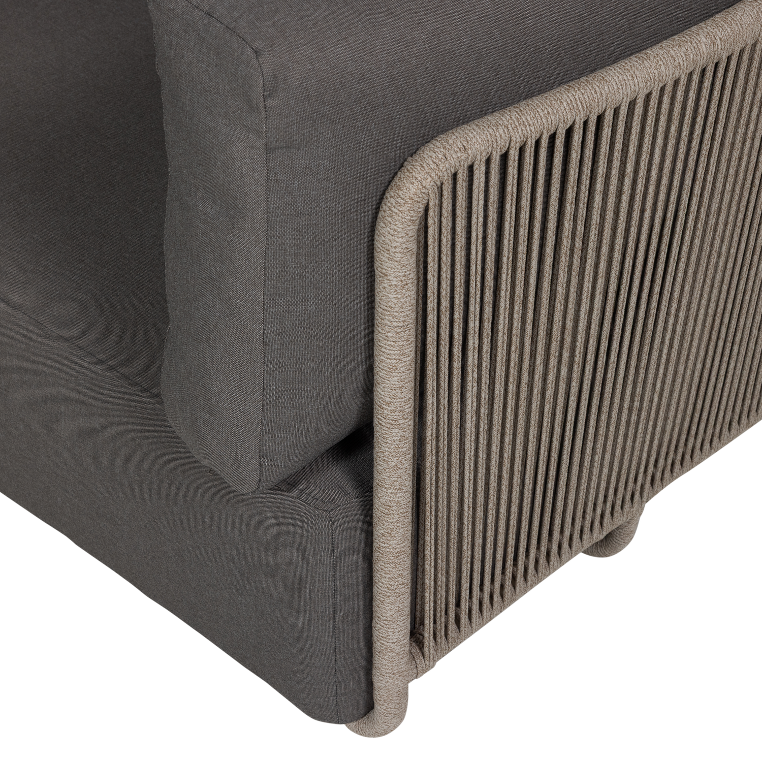 Symetrický záhradný rohový nábytok SORA šedý s hnedým rámom