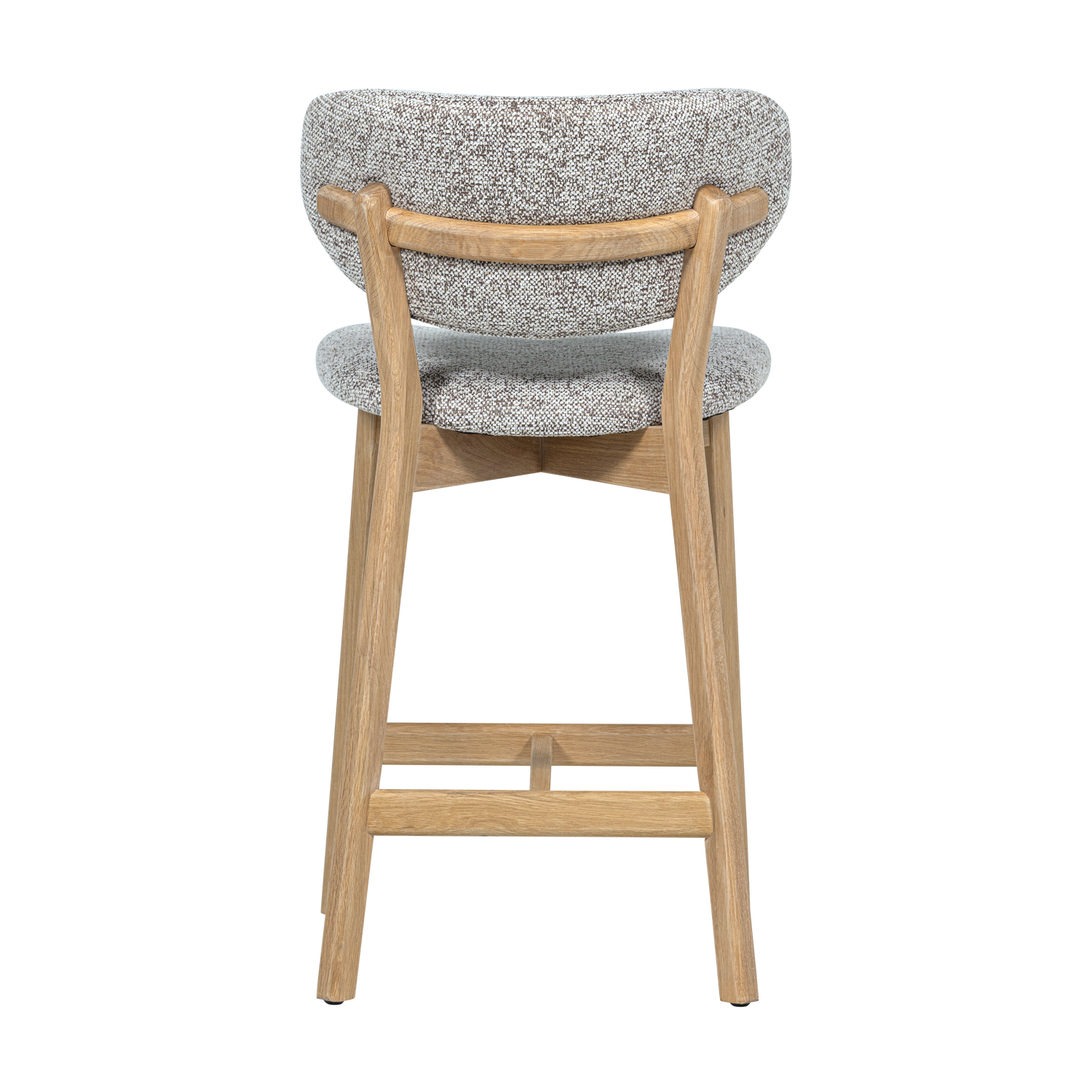 UDAR Bar Stool in Gray-Beige with Wooden Base