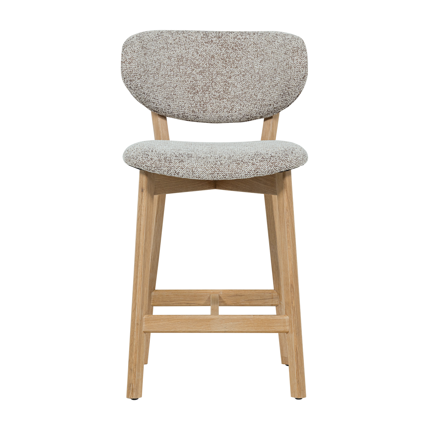 UDAR Bar Stool in Gray-Beige with Wooden Base