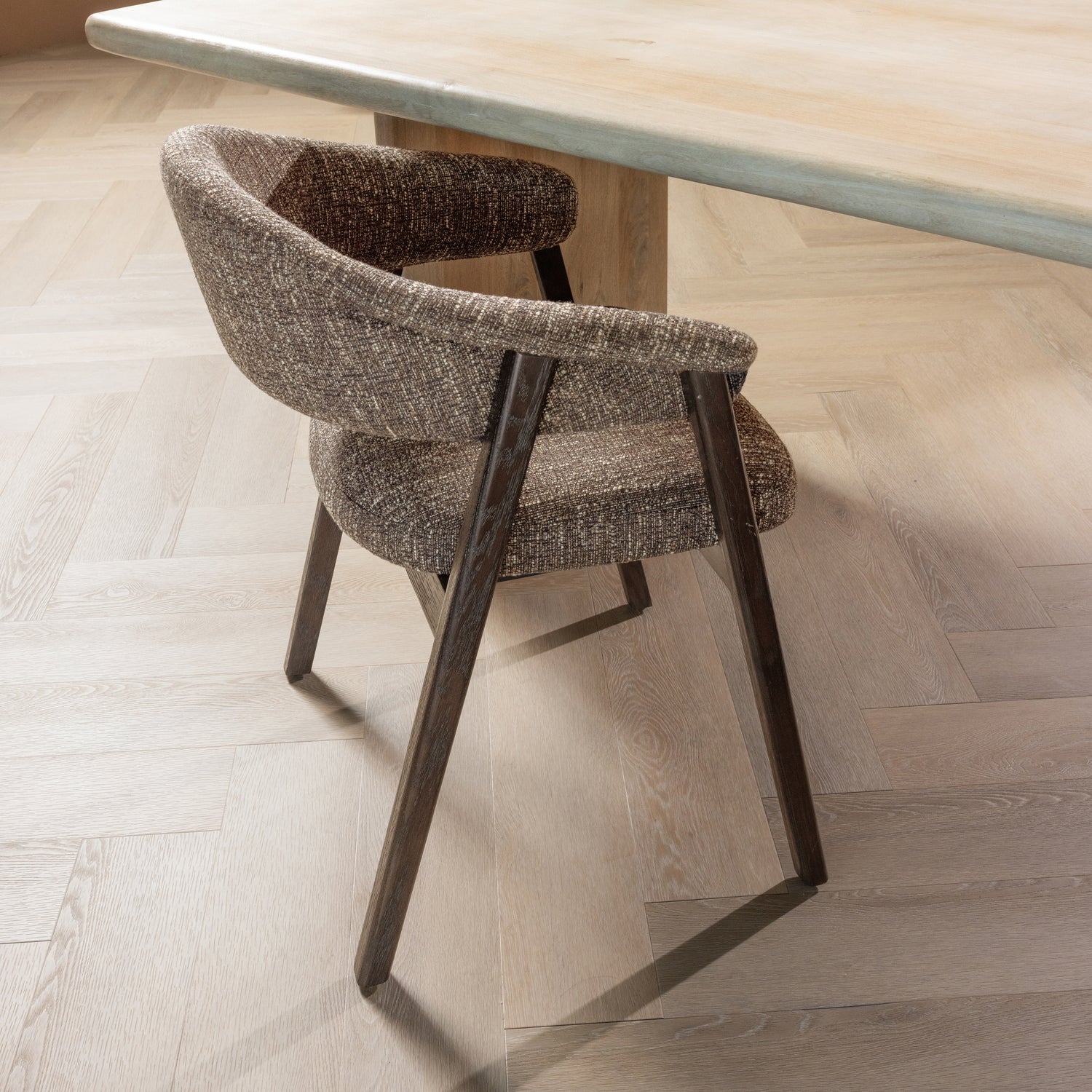 TUNAR Armchair in Brown with Dark Brown Wooden Base