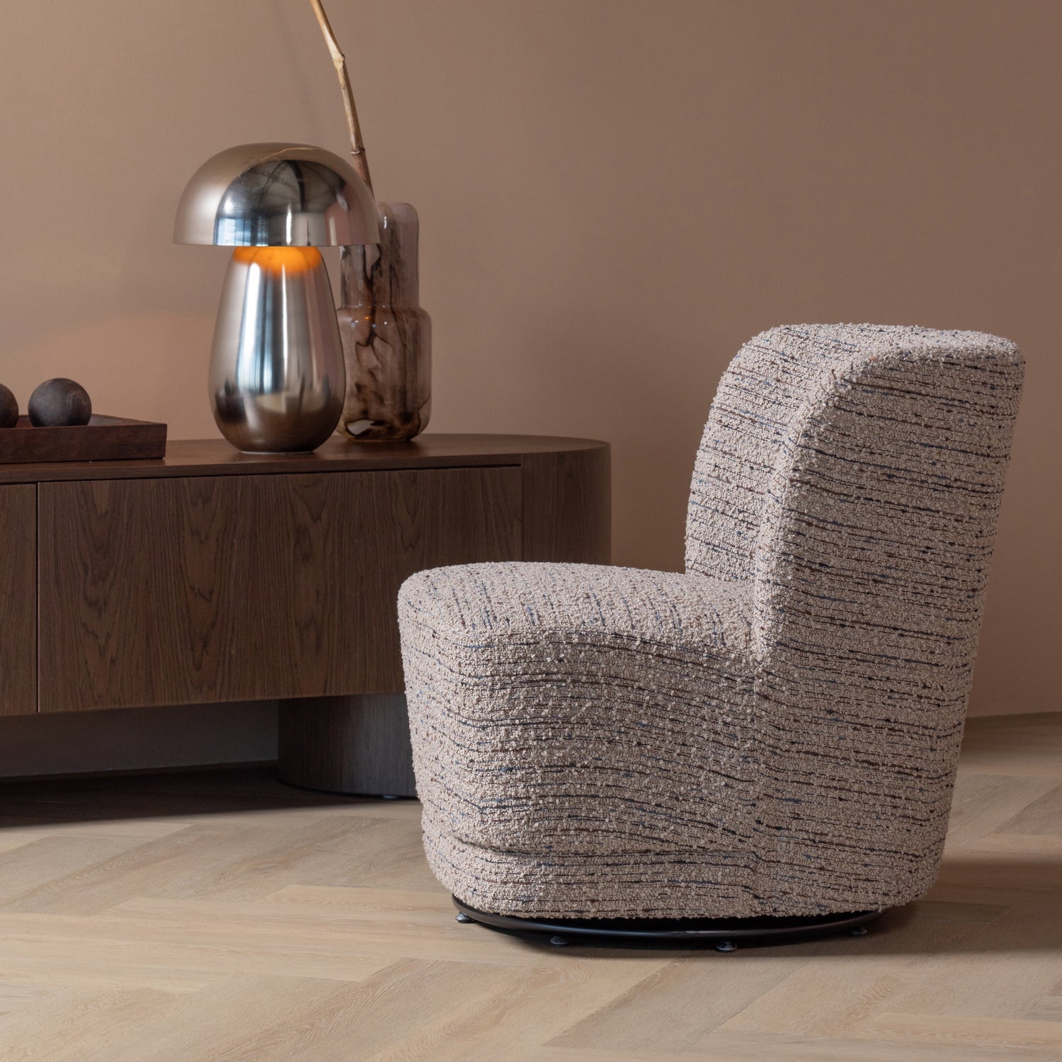 ATTY swivel armchair in dark beige mélange